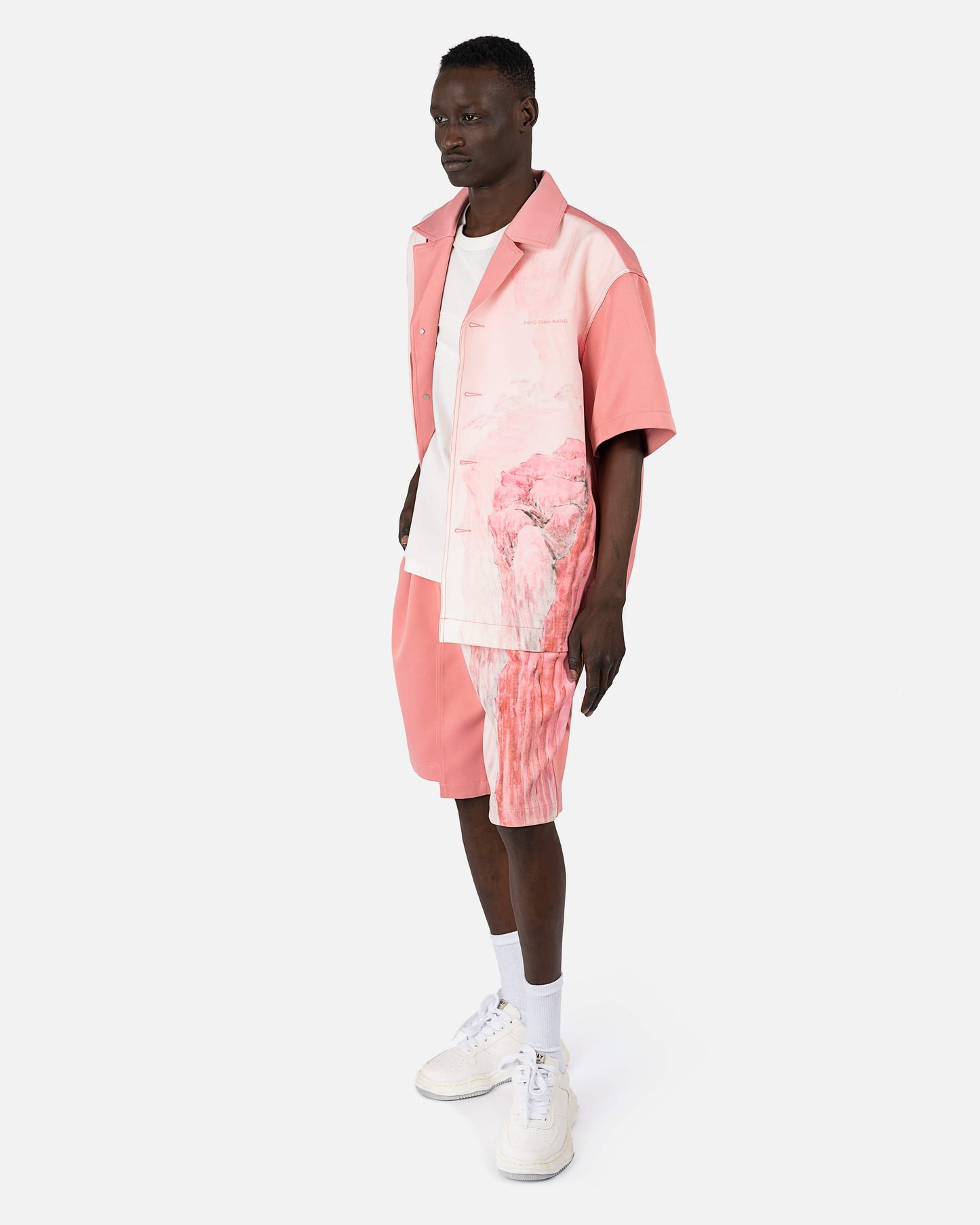 SVRN Men's Shorts Chinese Landscape Print Shorts in Pink