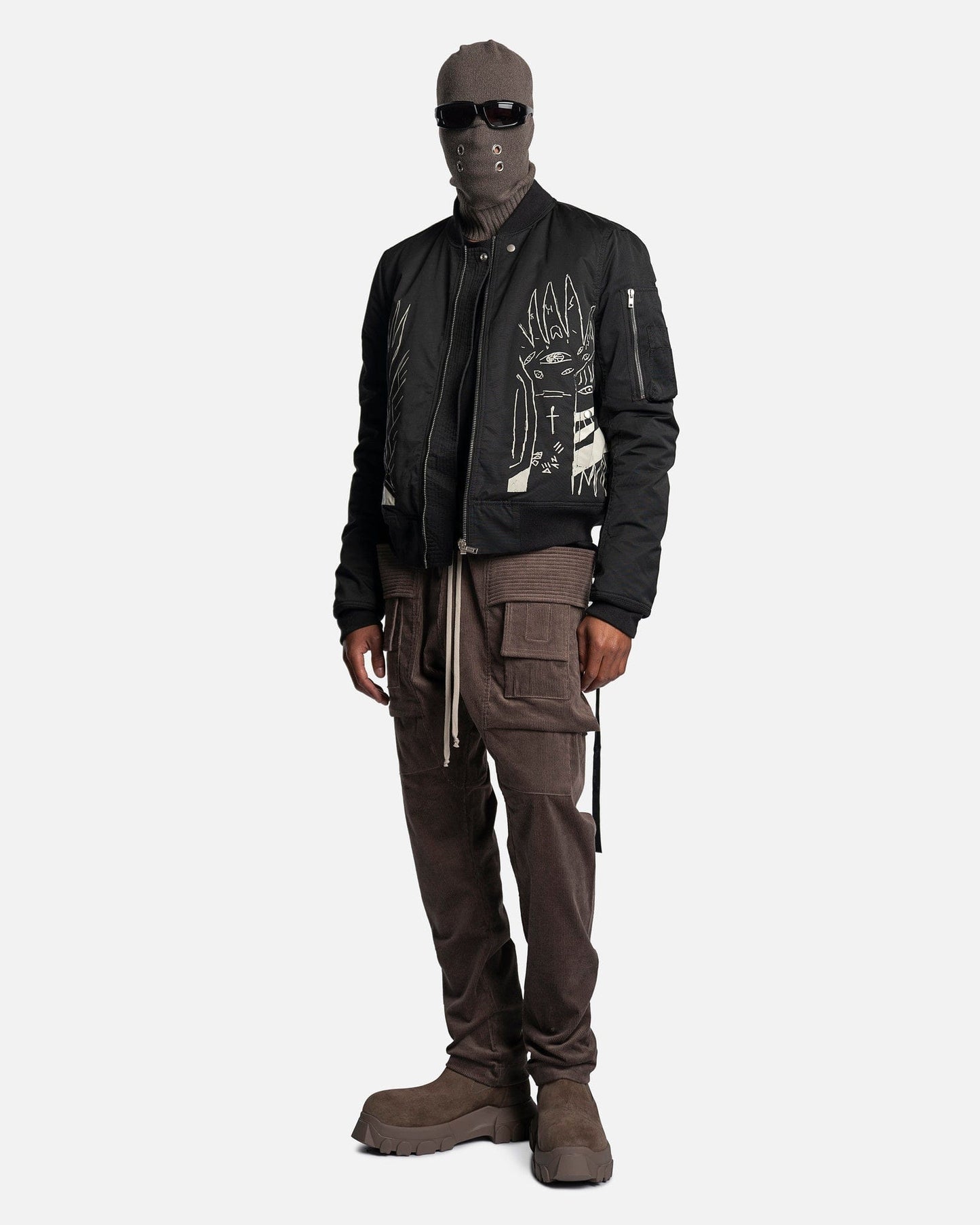 Rick Owens DRKSHDW Men's Pants Corduroy Creatch Cargo Drawstring in Dust