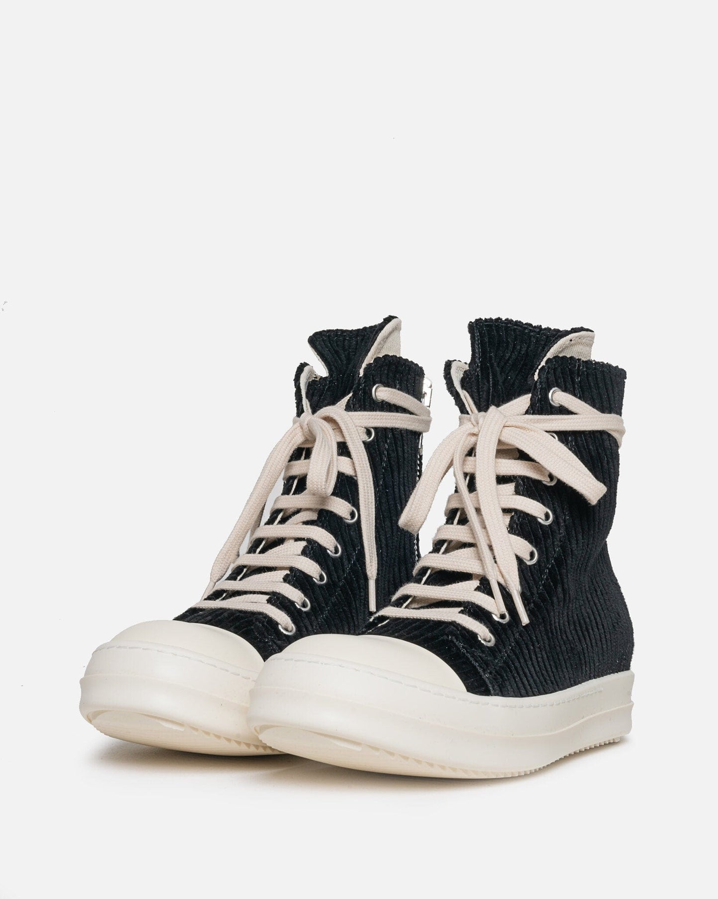 Rick Owens DRKSHDW Men's Sneakers Corduroy Ramones in Black/Milk