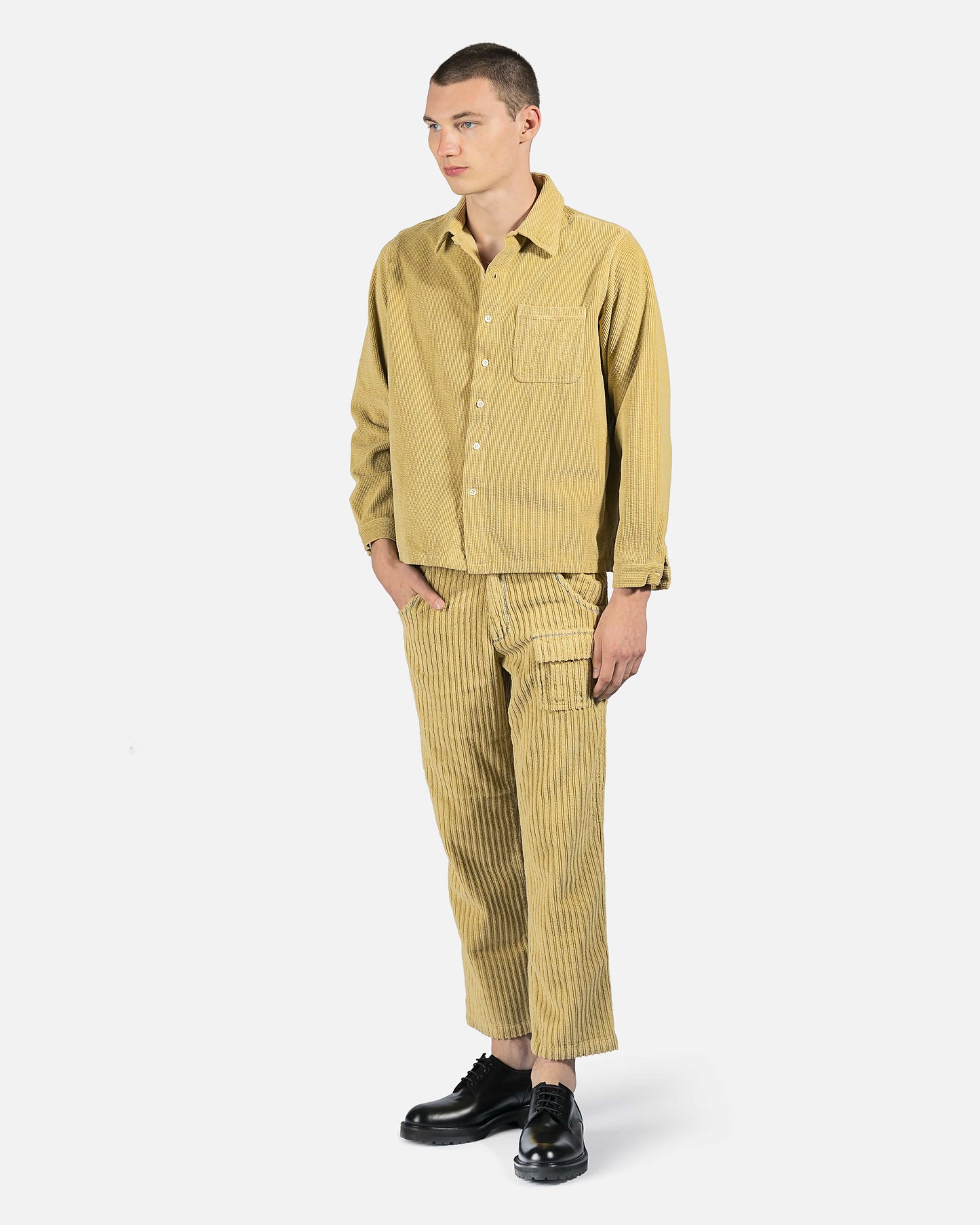 ERL Men's Shirts Corduroy Shirt in Beige