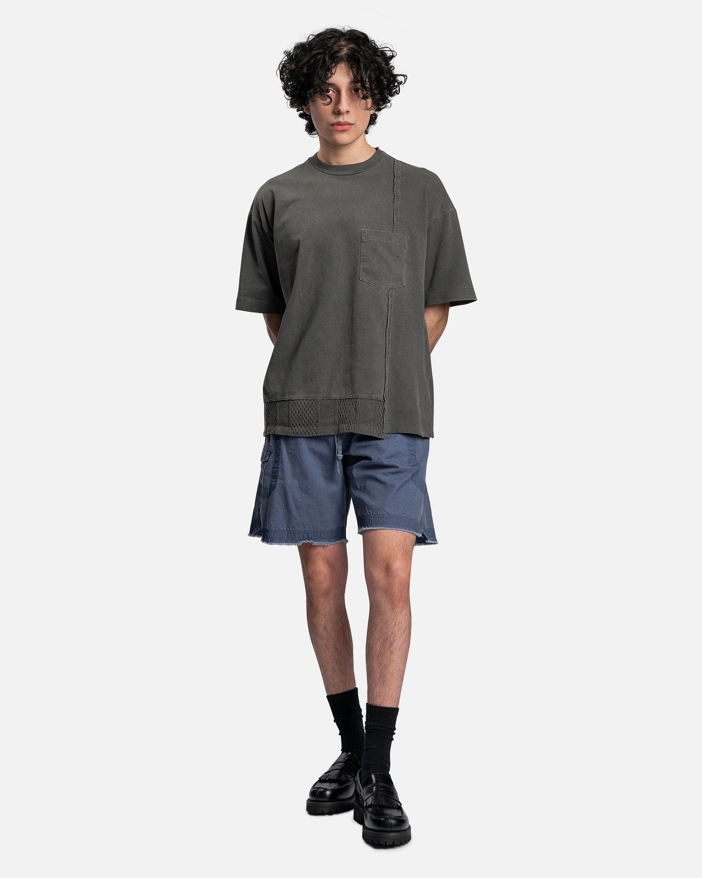 John Elliott Men's Shorts Cotton Poplin Frame II Shorts in Navy