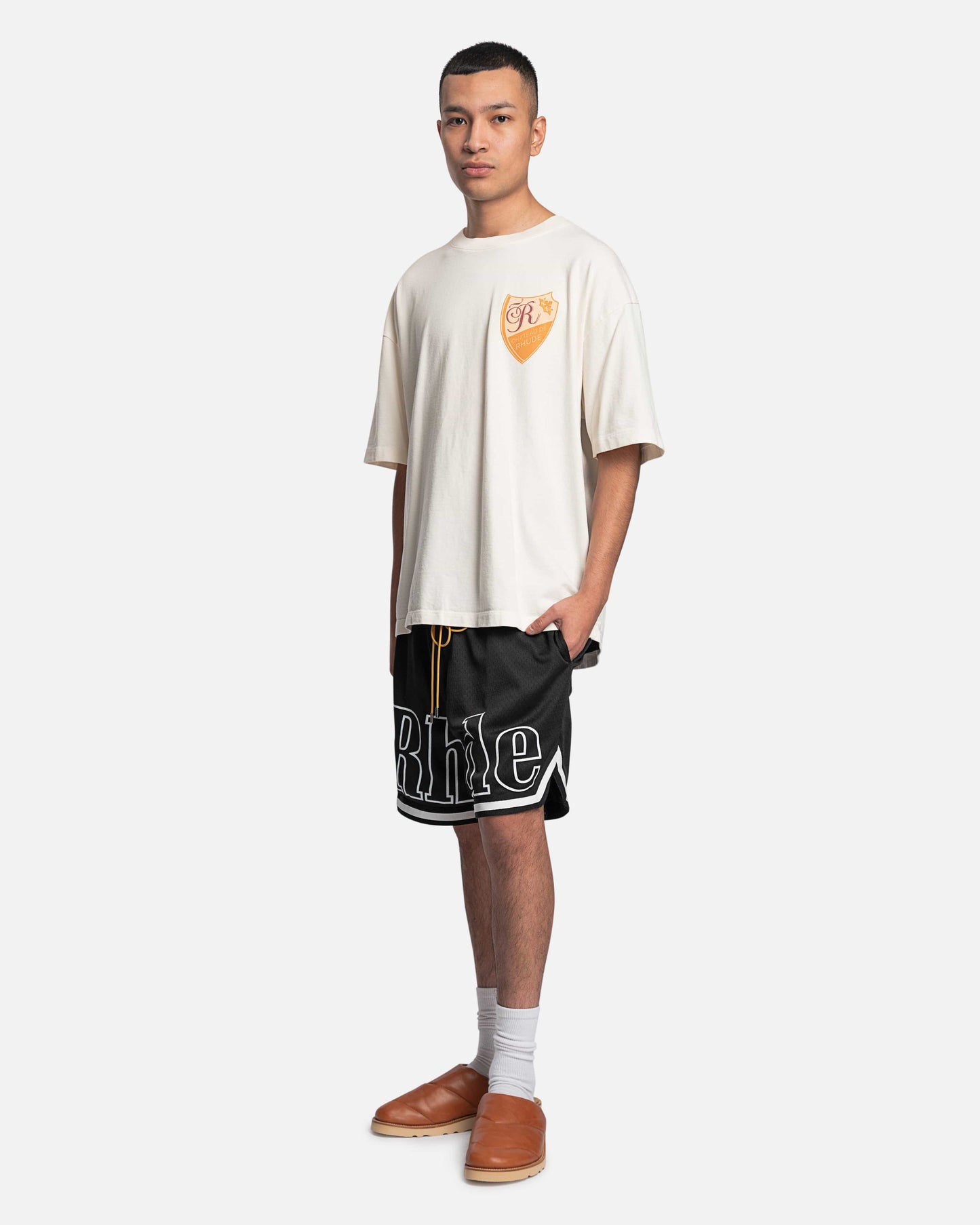 Rhude Men's Shorts Court Logo Short in Black