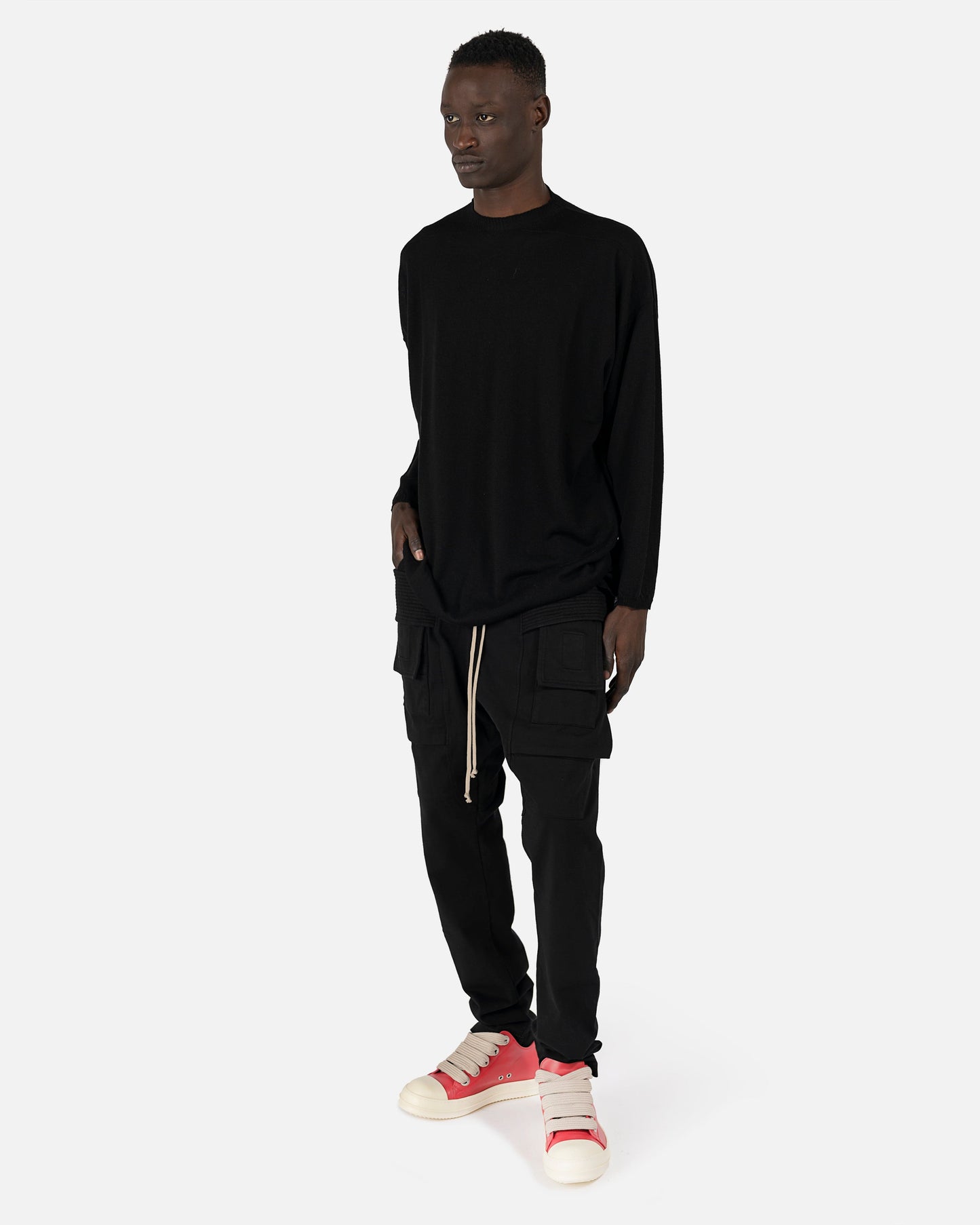 Rick Owens DRKSHDW Men's Pants Creatch Cargo Drawstring in Black