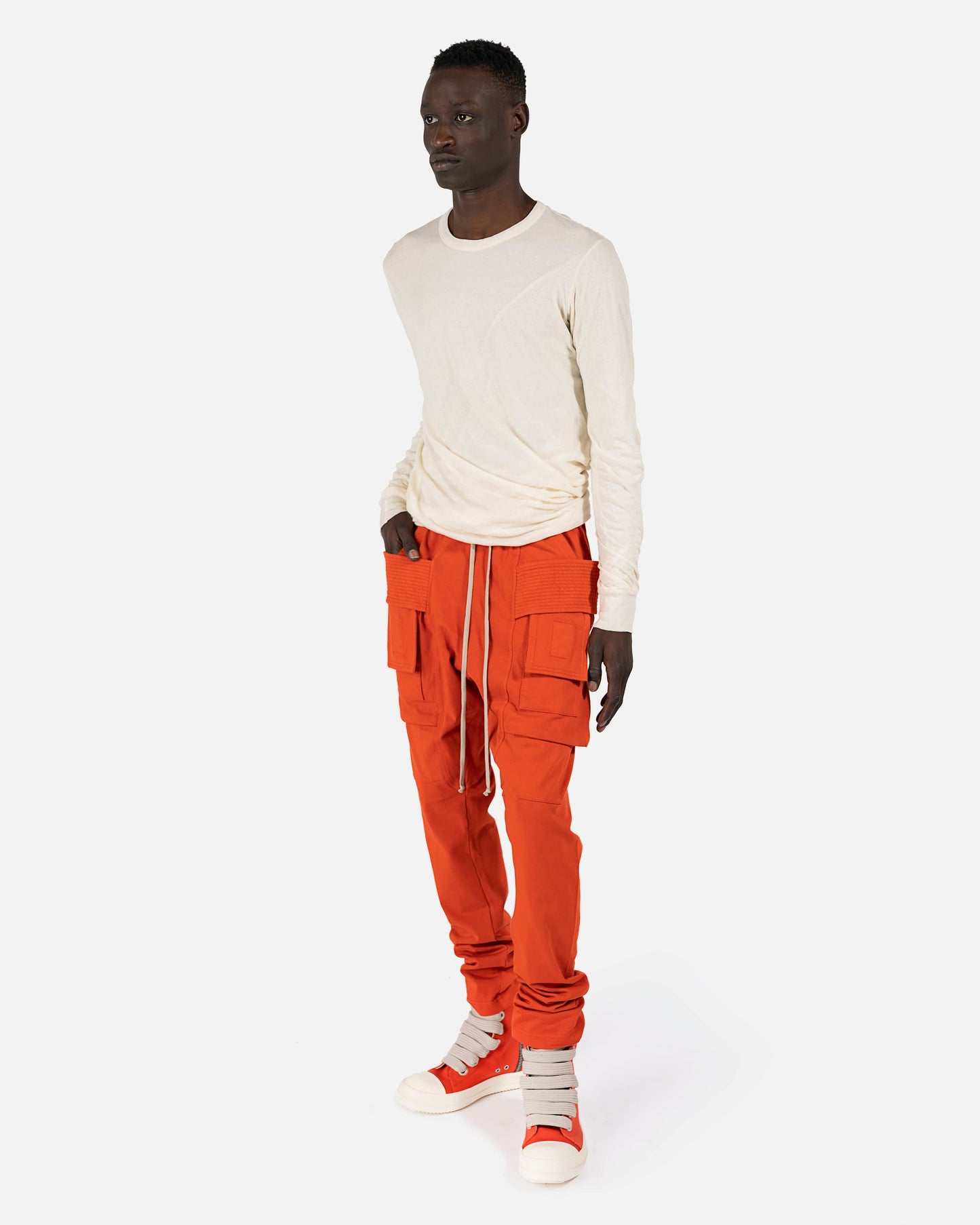Rick Owens DRKSHDW Men's Pants Creatch Cargo Drawstring in Orange
