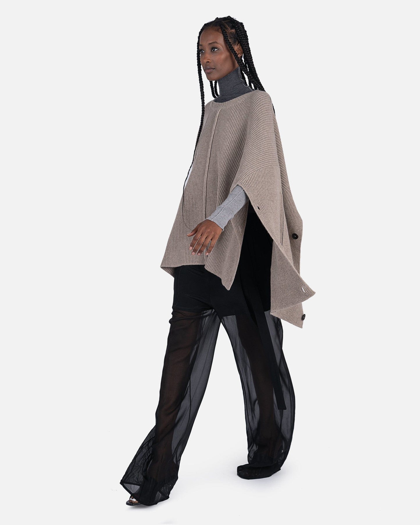 Peter Do Women Tops Crew Neck Cape Sweater in Sand