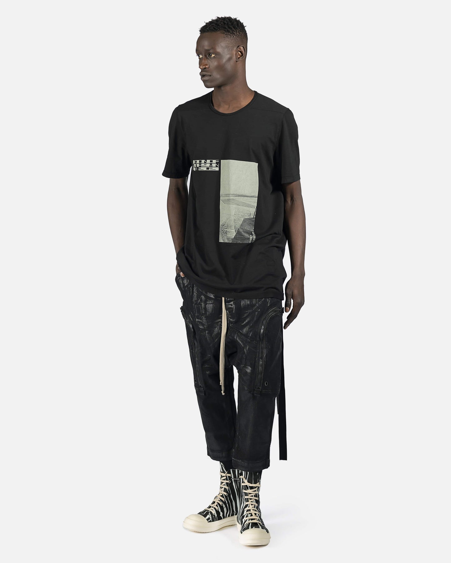 Rick Owens DRKSHDW Men's Pants Cropped Denim Bauhaus in Black Foil