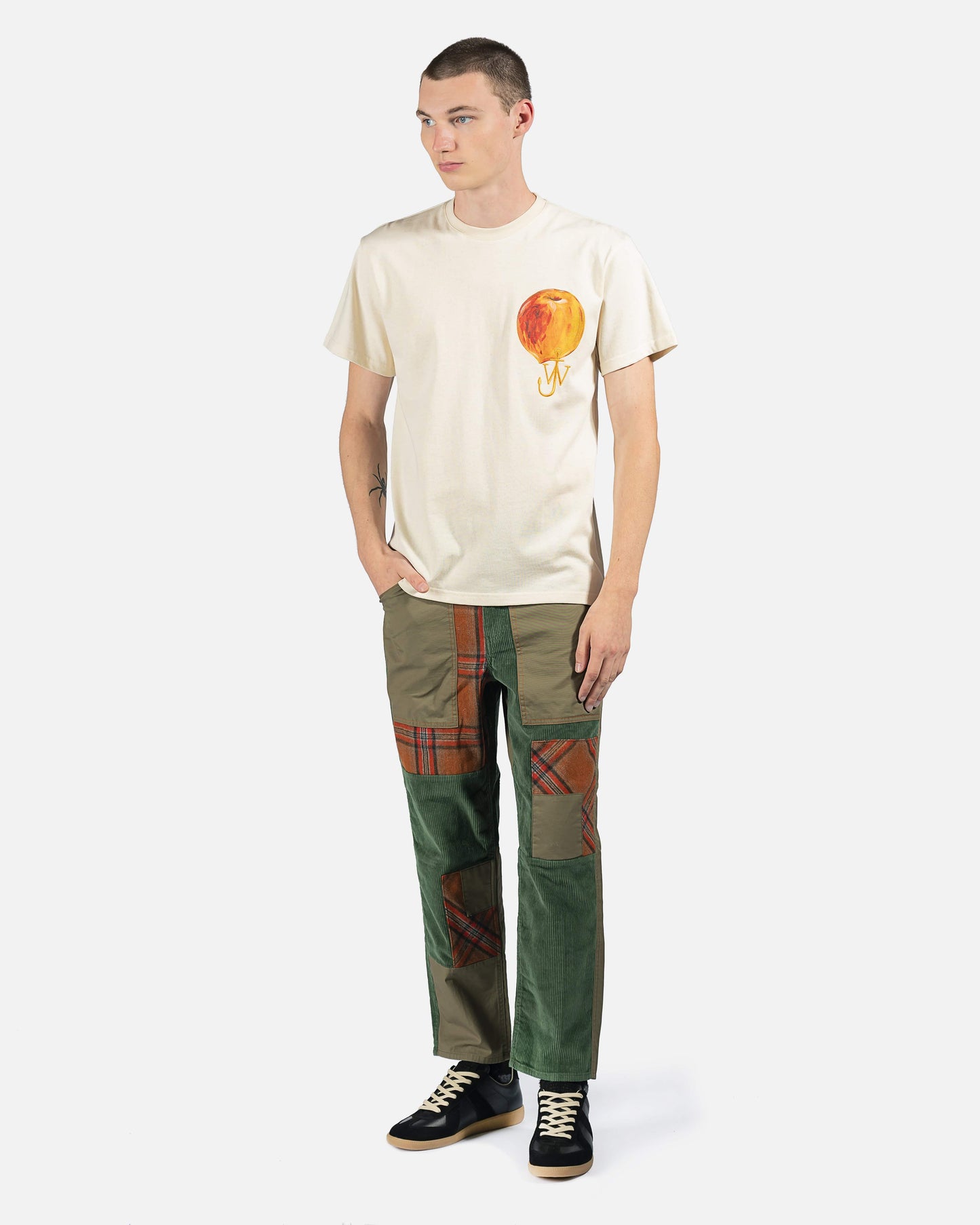 JW Anderson Men's Pants Cropped Patchwork Fatigue Trousers in Khaki