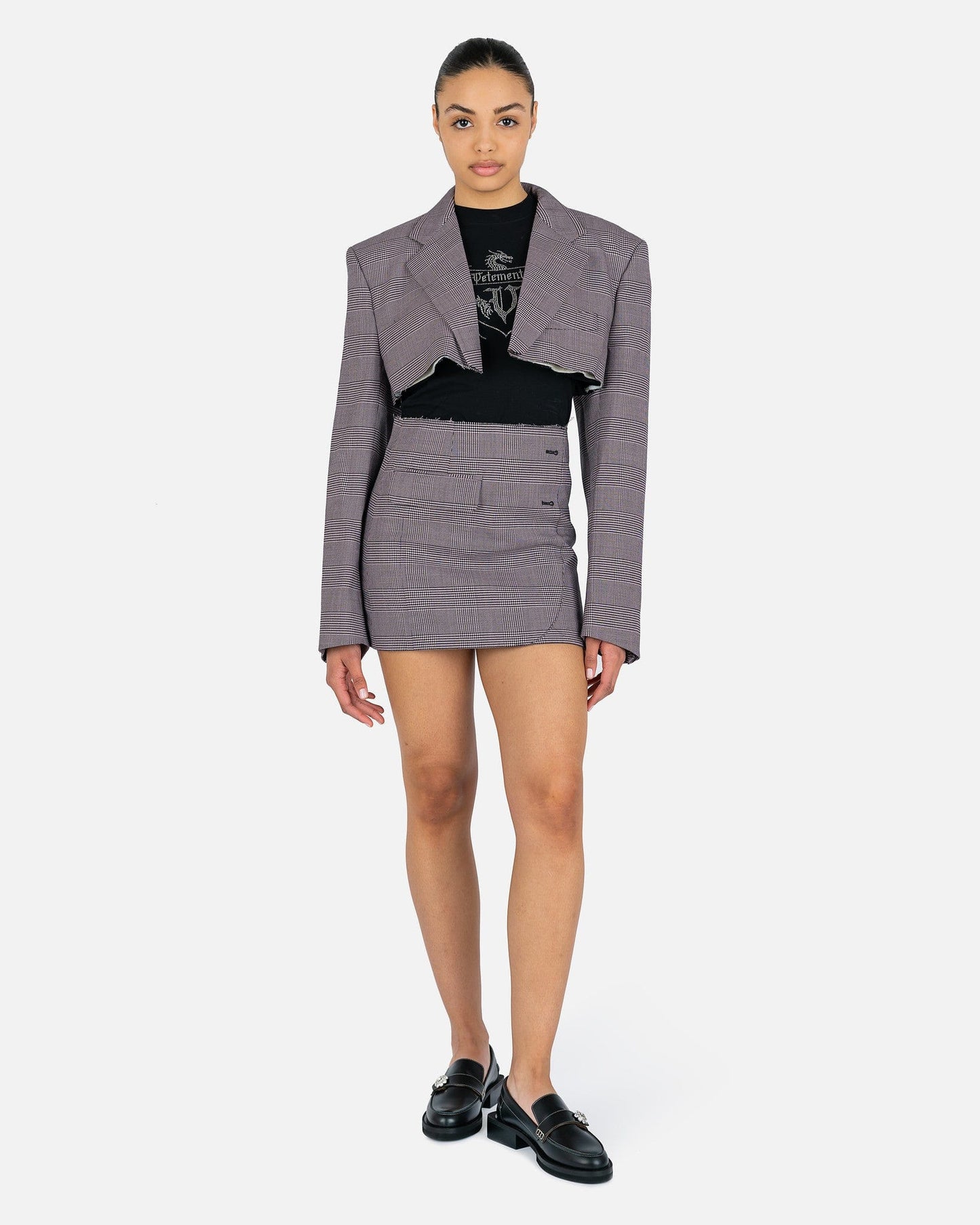 VETEMENTS Women Jackets Cropped Tailored Jacket in Light Pink Check