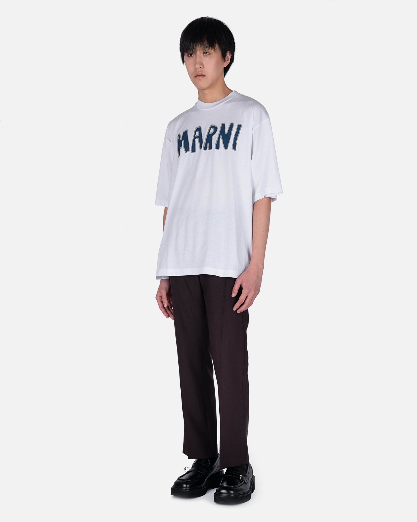 Marni Men's T-Shirts Cut Out Logo T-Shirt in Lily White