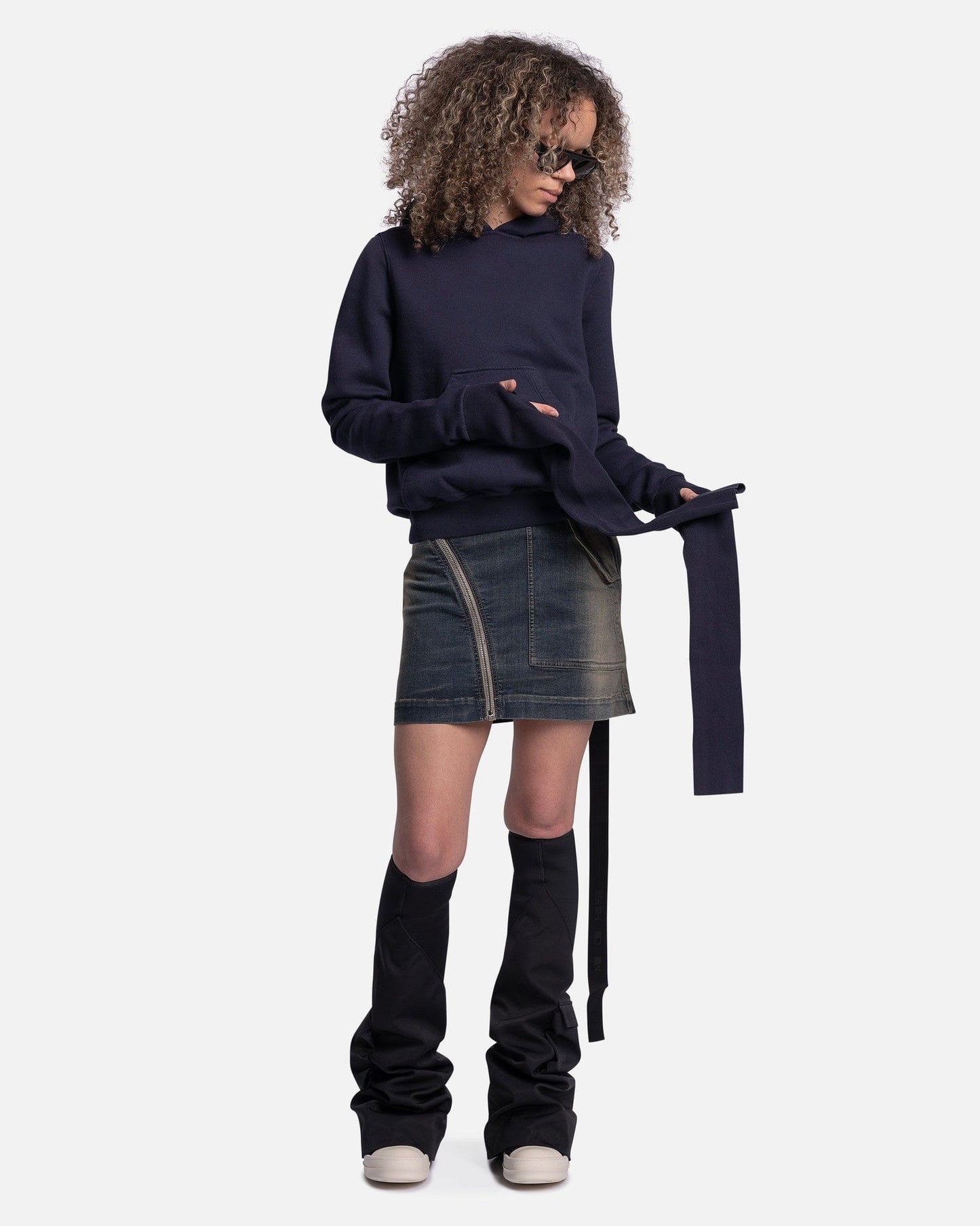 Rick Owens DRKSHDW Women Skirts Denim Aircut Mini in Mineral Pearl Degrade