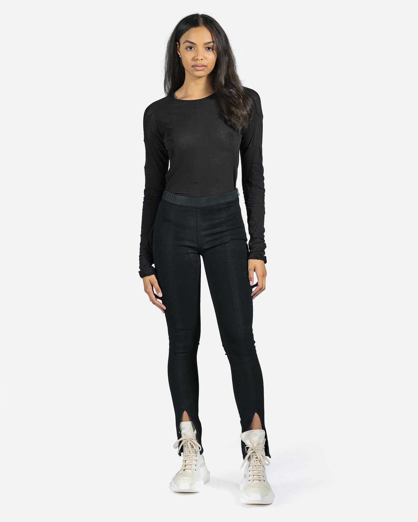 Rick Owens DRKSHDW Women Pants Denim Slit Front Leggings in Black
