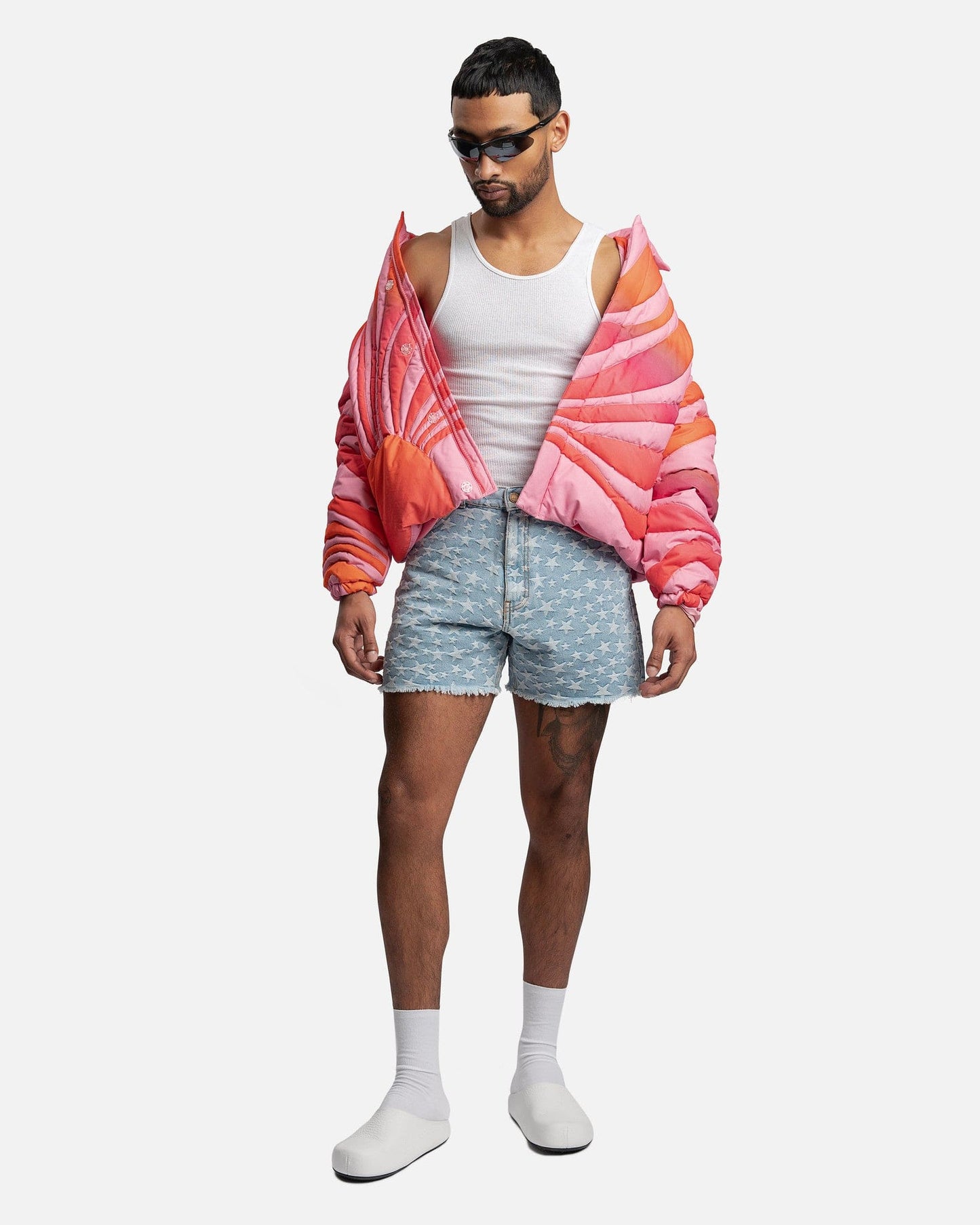 ERL Men's Shorts Denim Star Jacquard Shorts in Blue