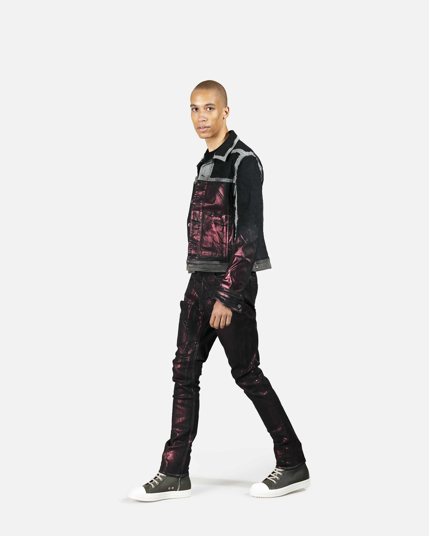 Rick Owens DRKSHDW Men's Jackets Denim Worker Jacket in Bruise