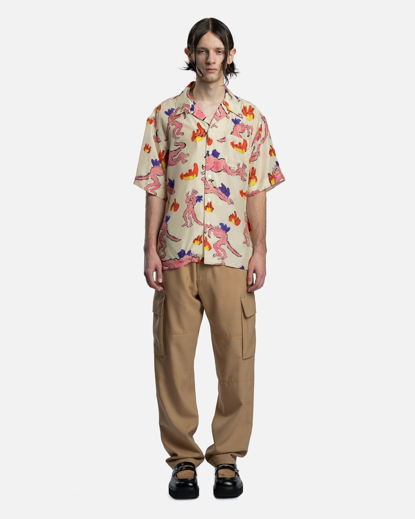 Marni Men's Shirts Diavoli Silk Habot AI Shirt in Ivory