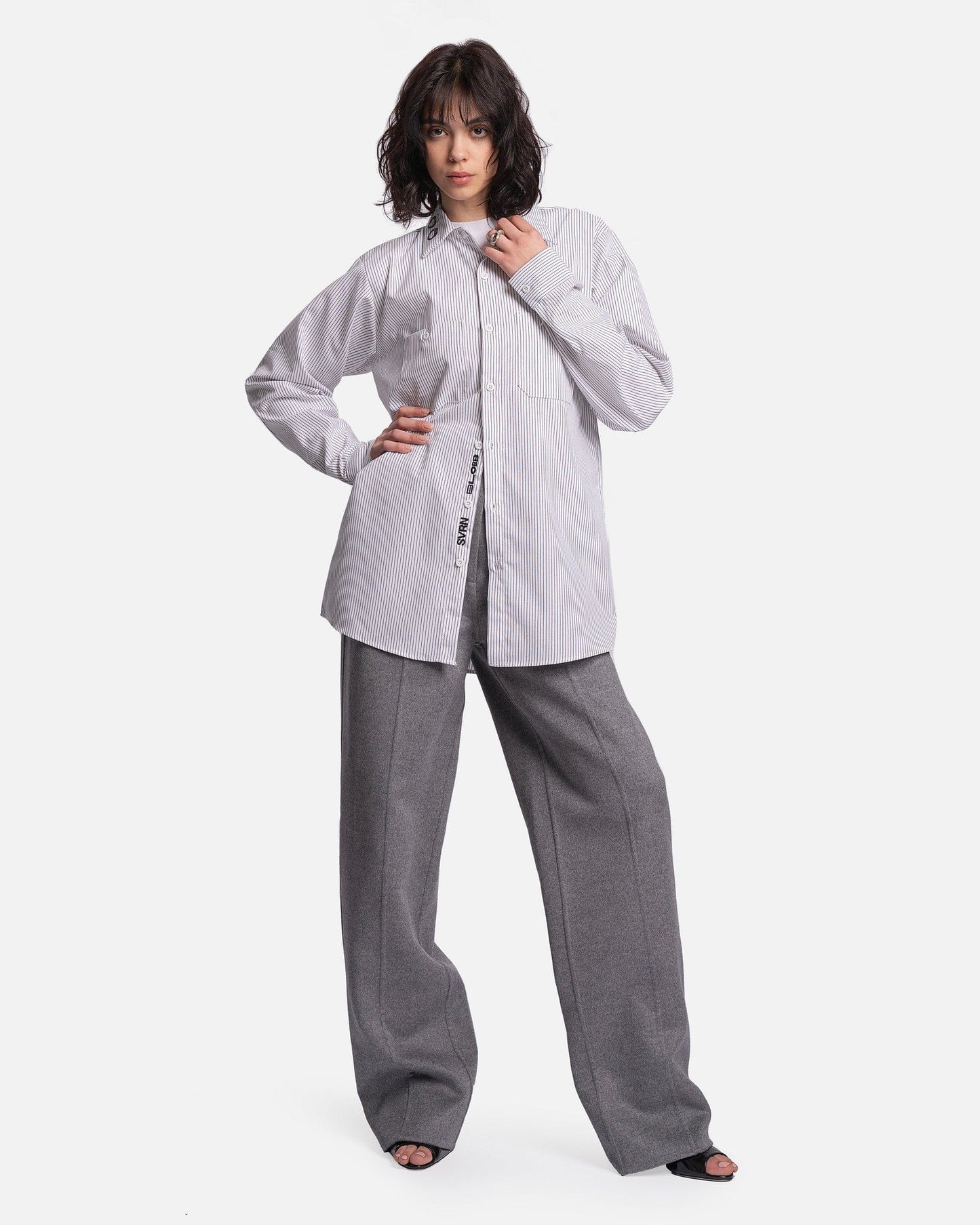 Peter Do Women Pants Double-Face Darted Pant in Cool Grey