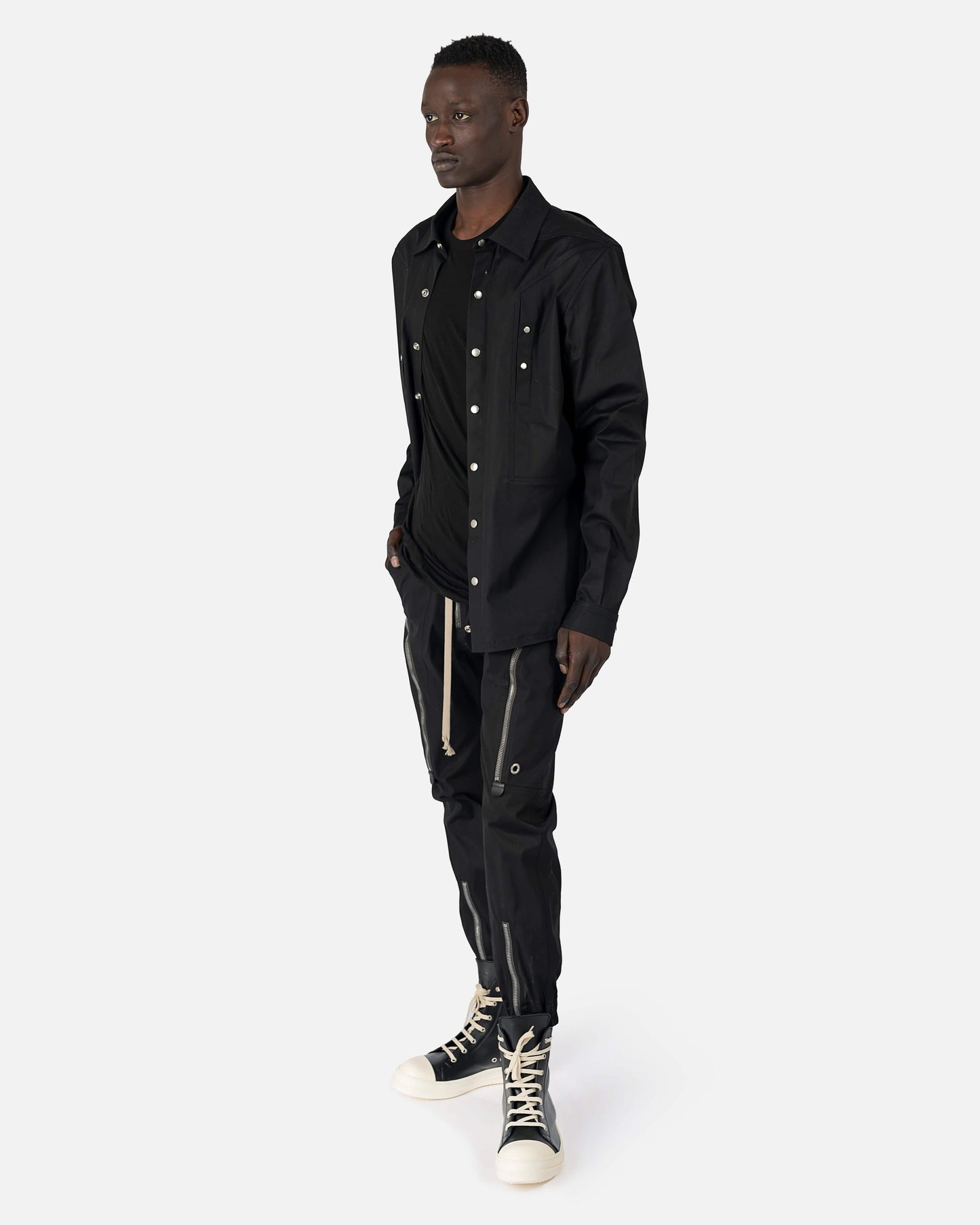 Rick Owens Men's T-Shirts Double Layer Longsleeve T-Shirt in Black