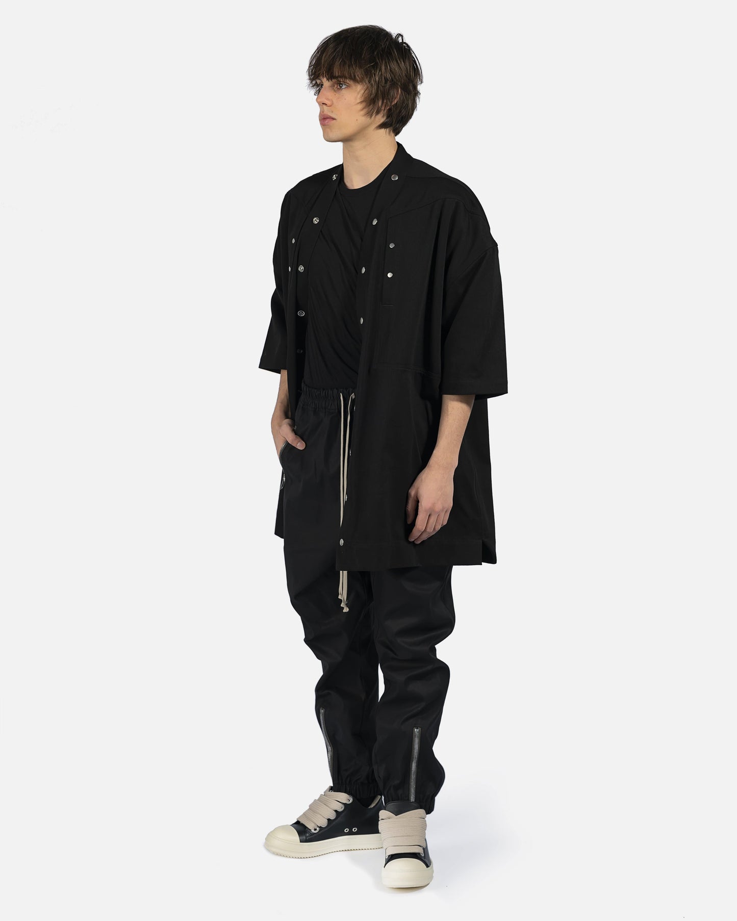 Rick Owens Men's T-Shirts Double Layer Shortsleeve T-Shirt in Black