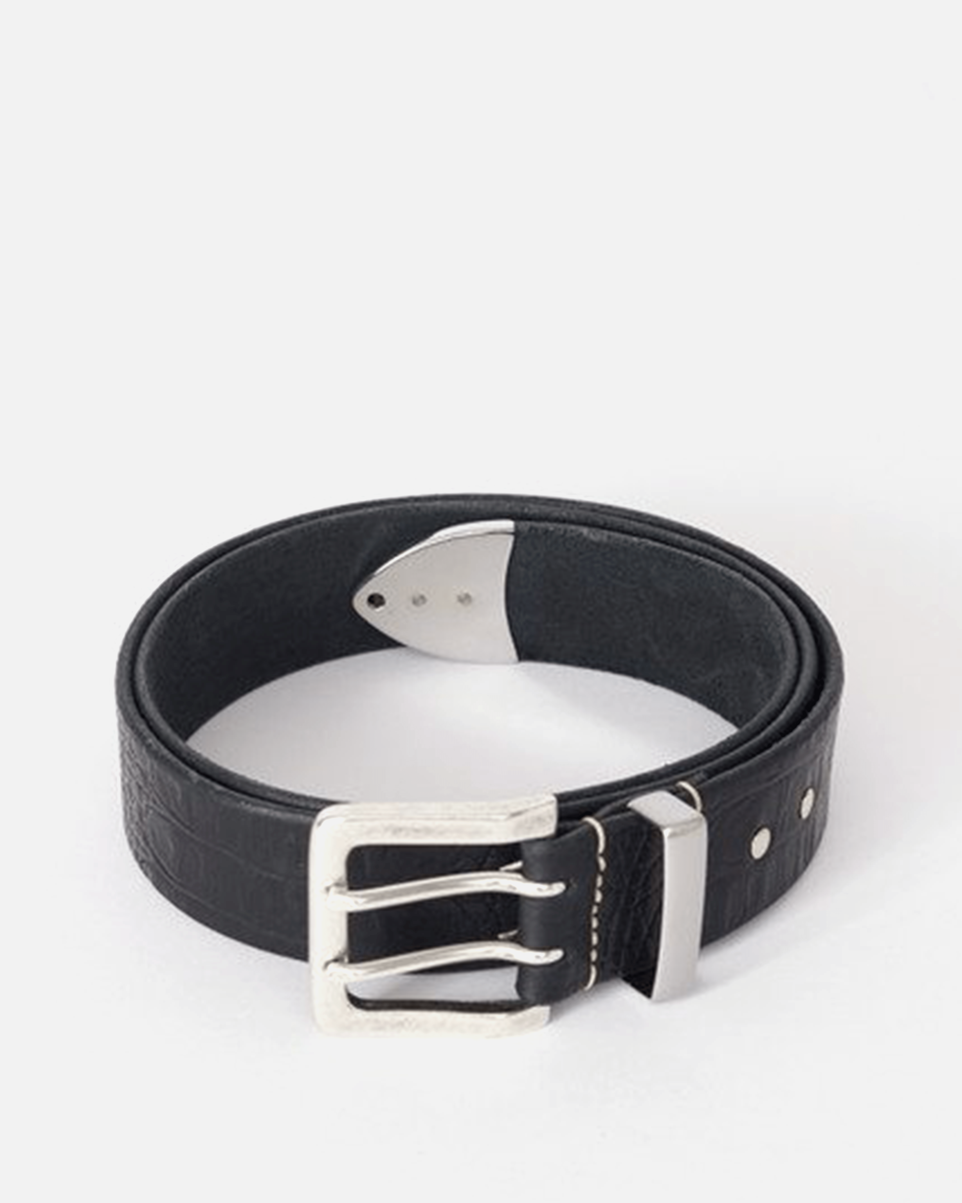 Double Tongue Belt in Black – SVRN Double Tongue Belt in Black – SVRN