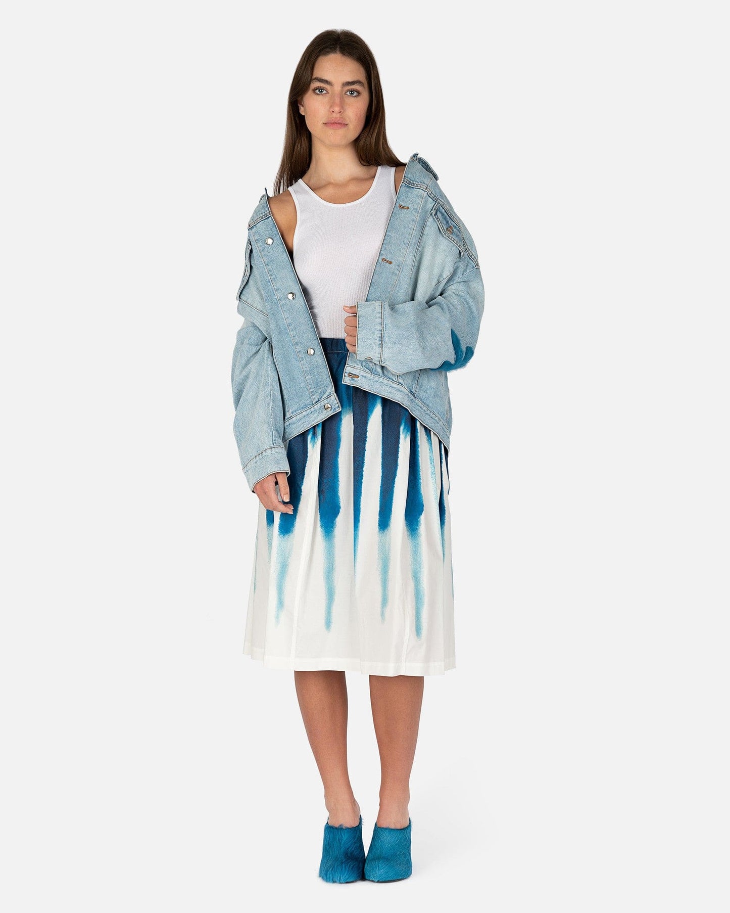 Marni Women Skirts Dripping Daisy Balloon Skirt in Royal