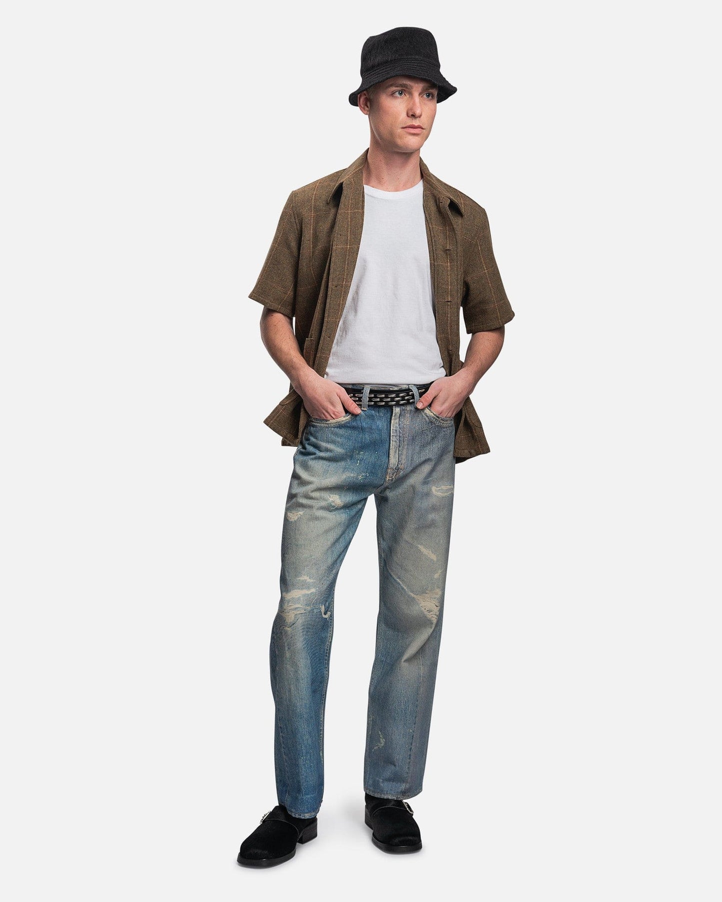 Our Legacy Men's Shirts Elder Shirt Shortsleeve in Moor Check Country Wool
