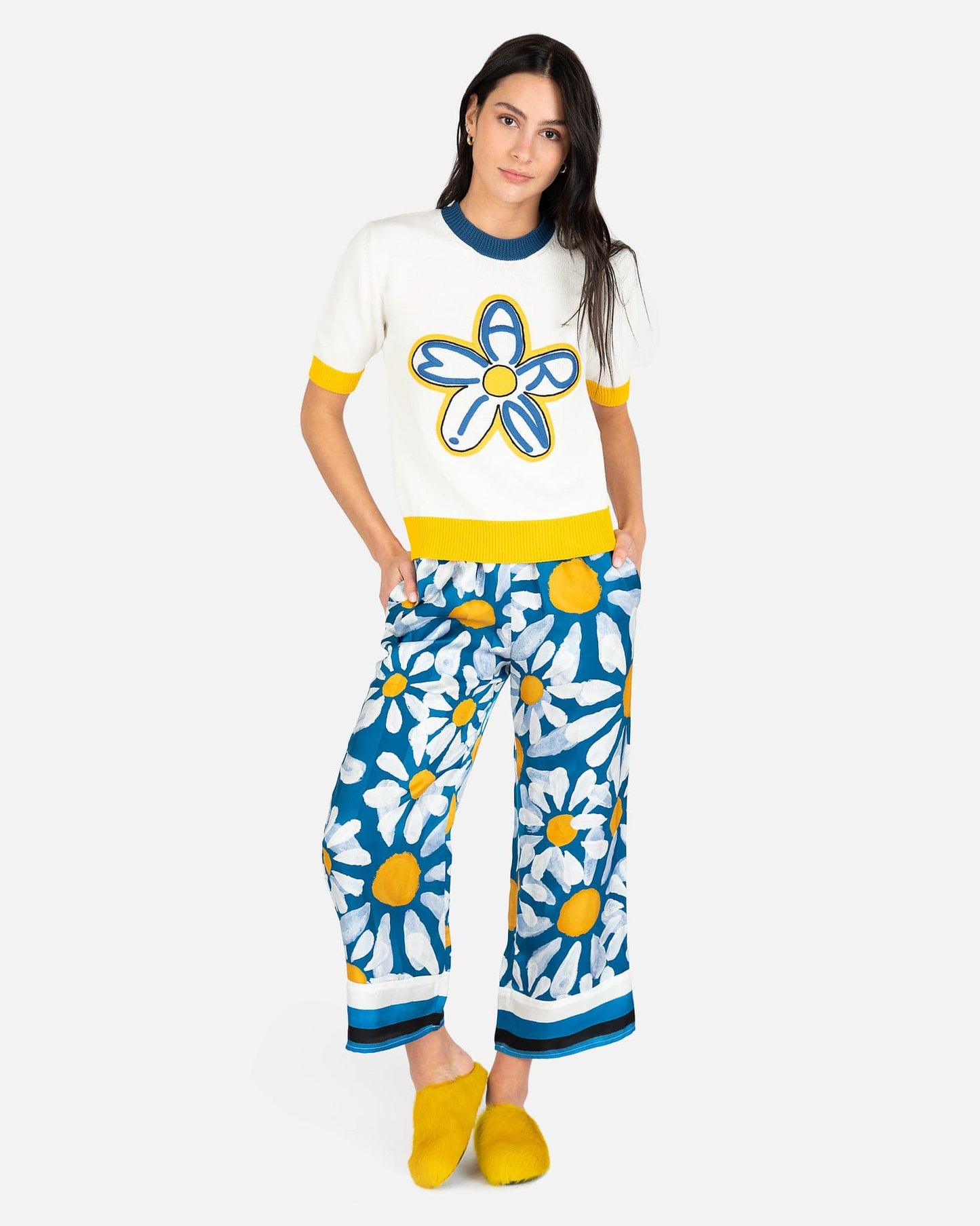 Marni Women Tops Embroidered Daisy Logo Sweater in Lily White