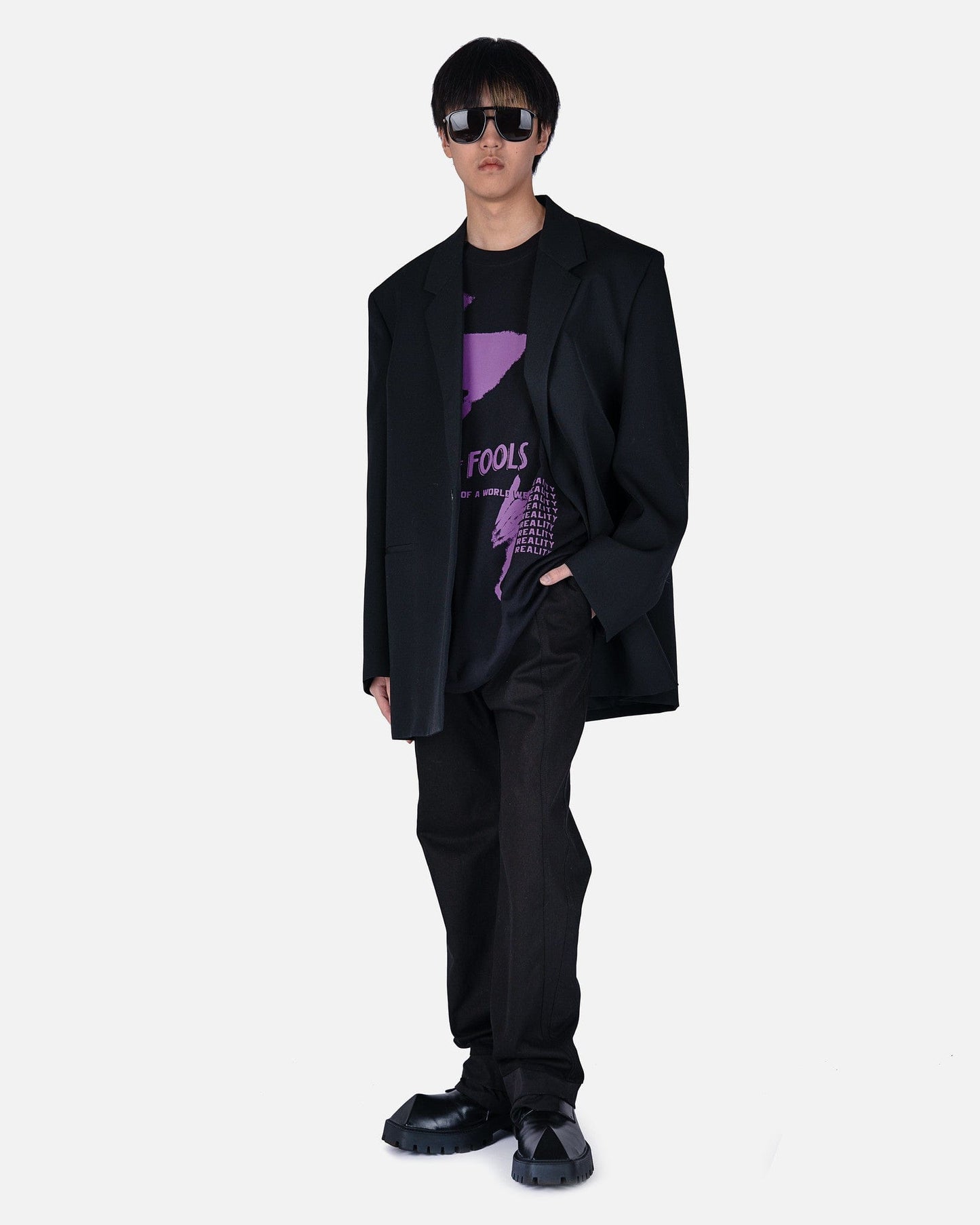 Raf Simons Men's T-Shirts Festival Fools Oversized T-Shirt in Black