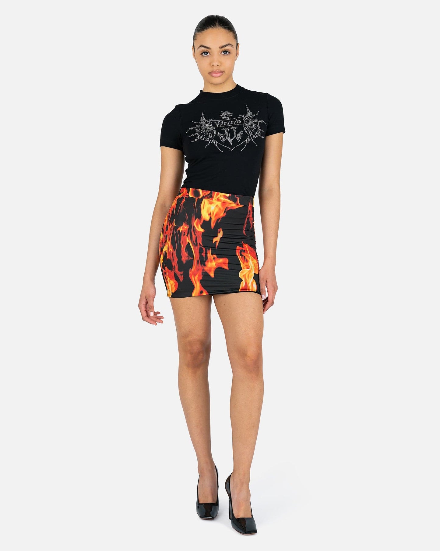 VETEMENTS Women Skirts Fire Mini Skirt in Orange