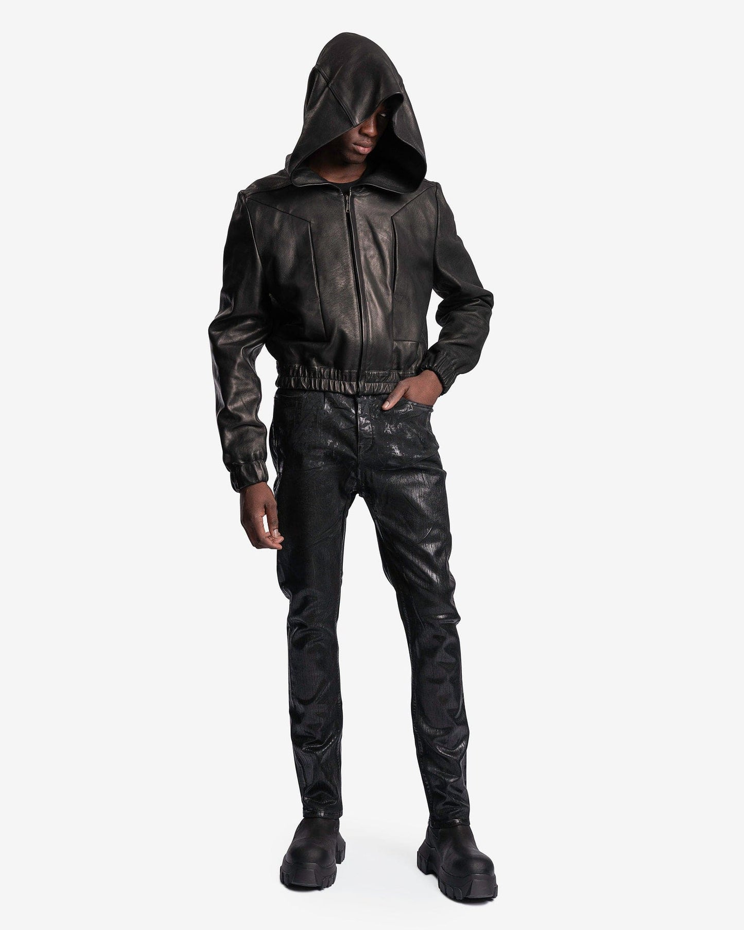 Rick Owens Men's Jeans Foil Detroit Cut Denim in Black