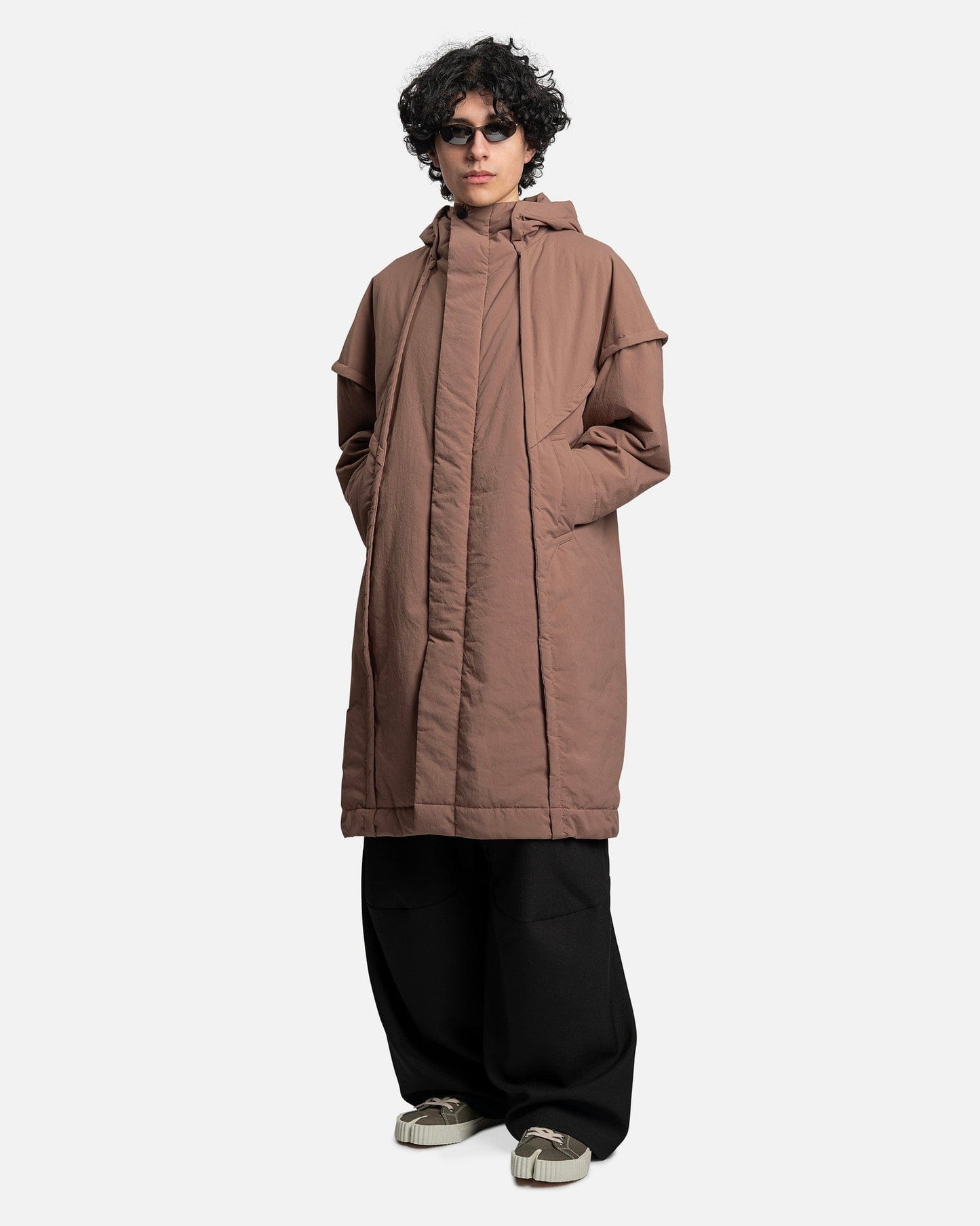 Homme Plissé Issey Miyake Men's Coat Frame Coat in Brown