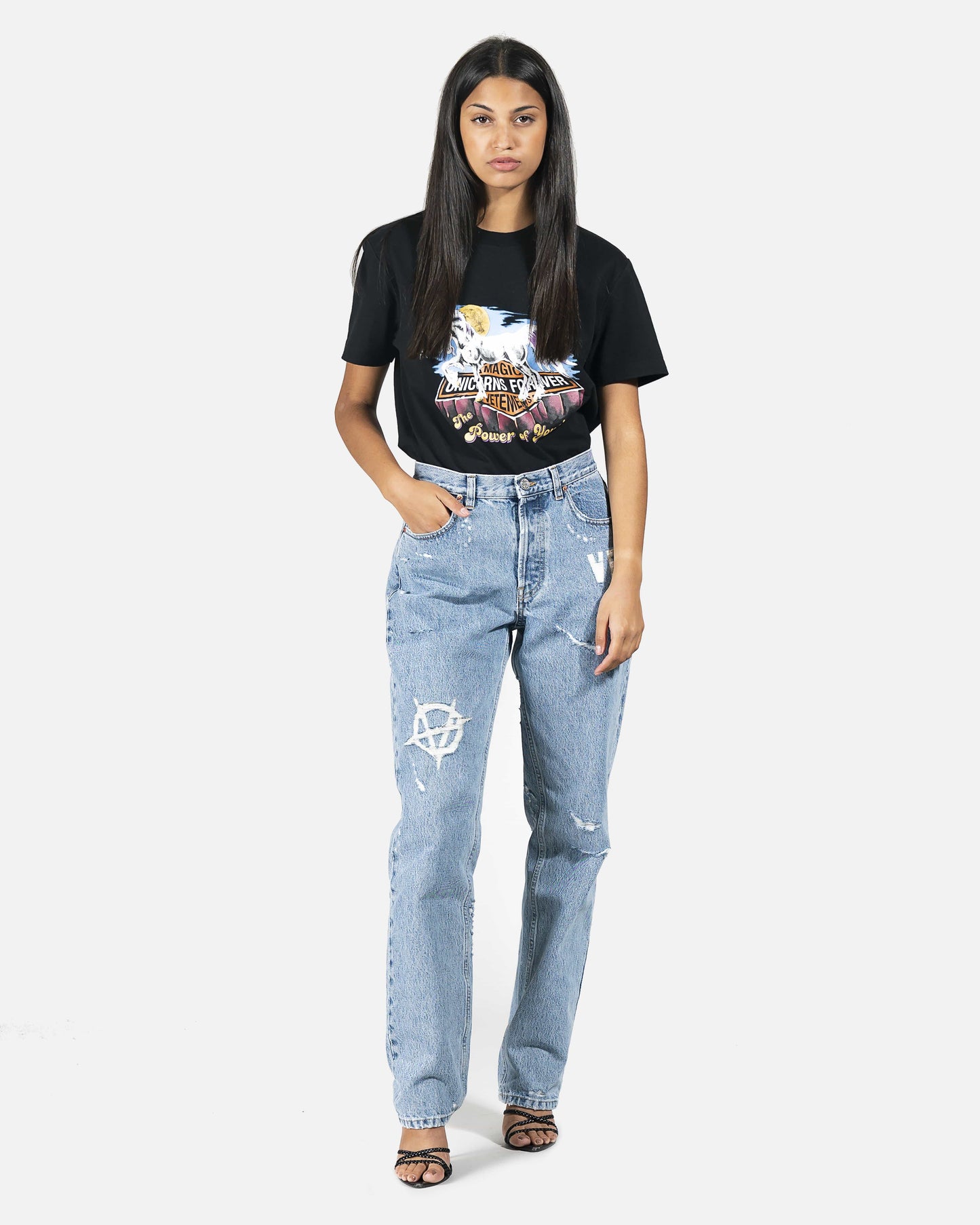VETEMENTS Women Pants Fucked Up Jeans in 'Washed Blue'