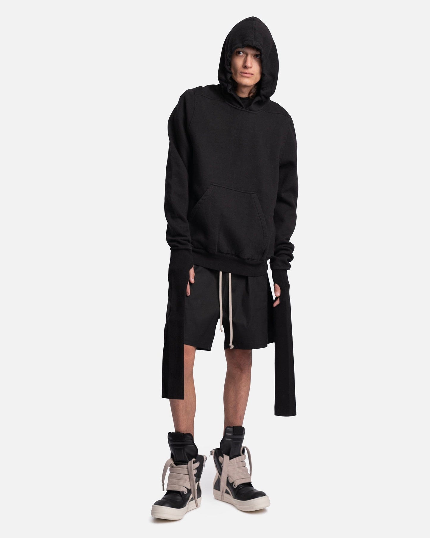 Rick Owens DRKSHDW Men's Sweatshirts Gauntlet Granbury Hoodie in Black