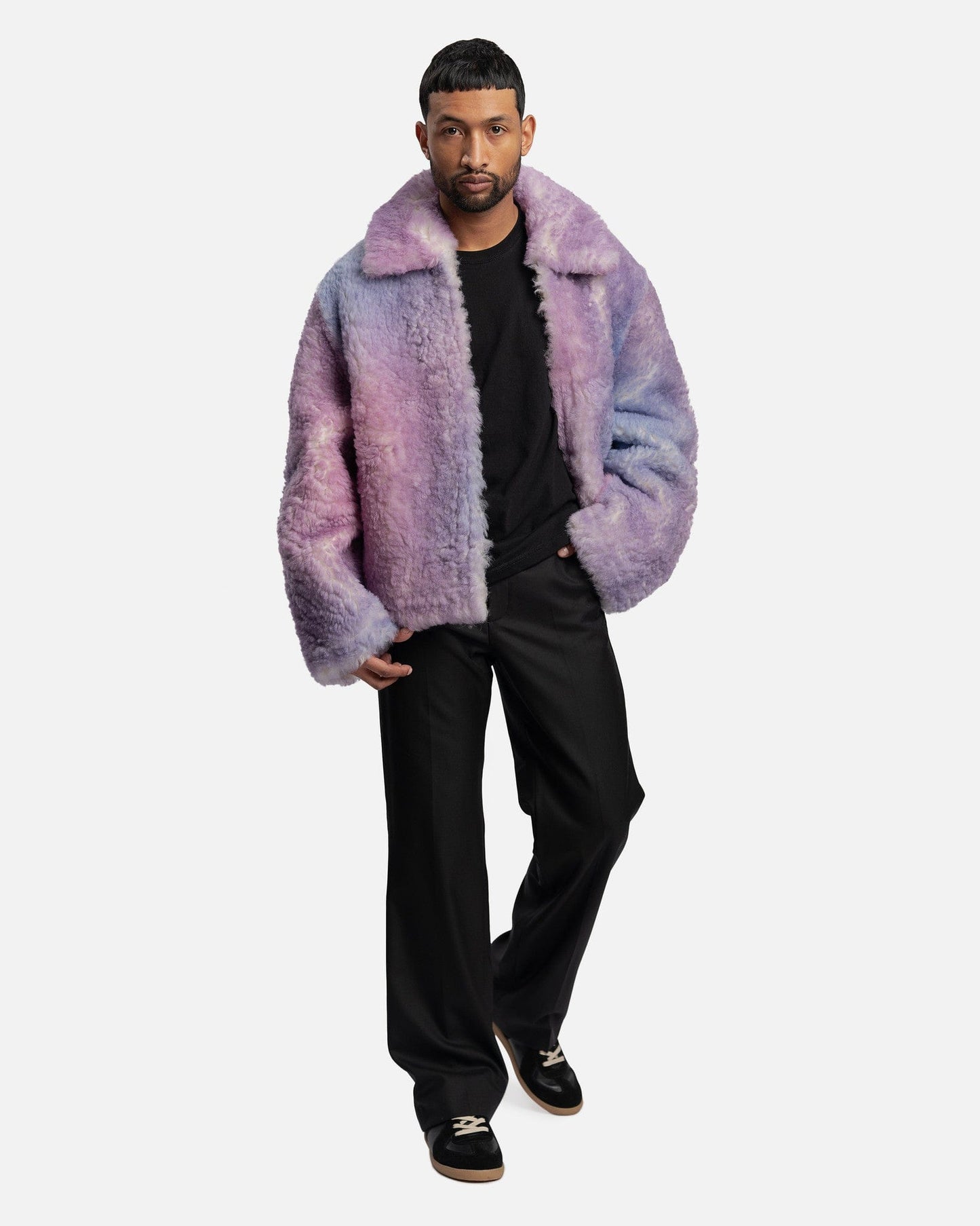 ERL Men's Jackets Gradient Shearling Leather Coat in Pink