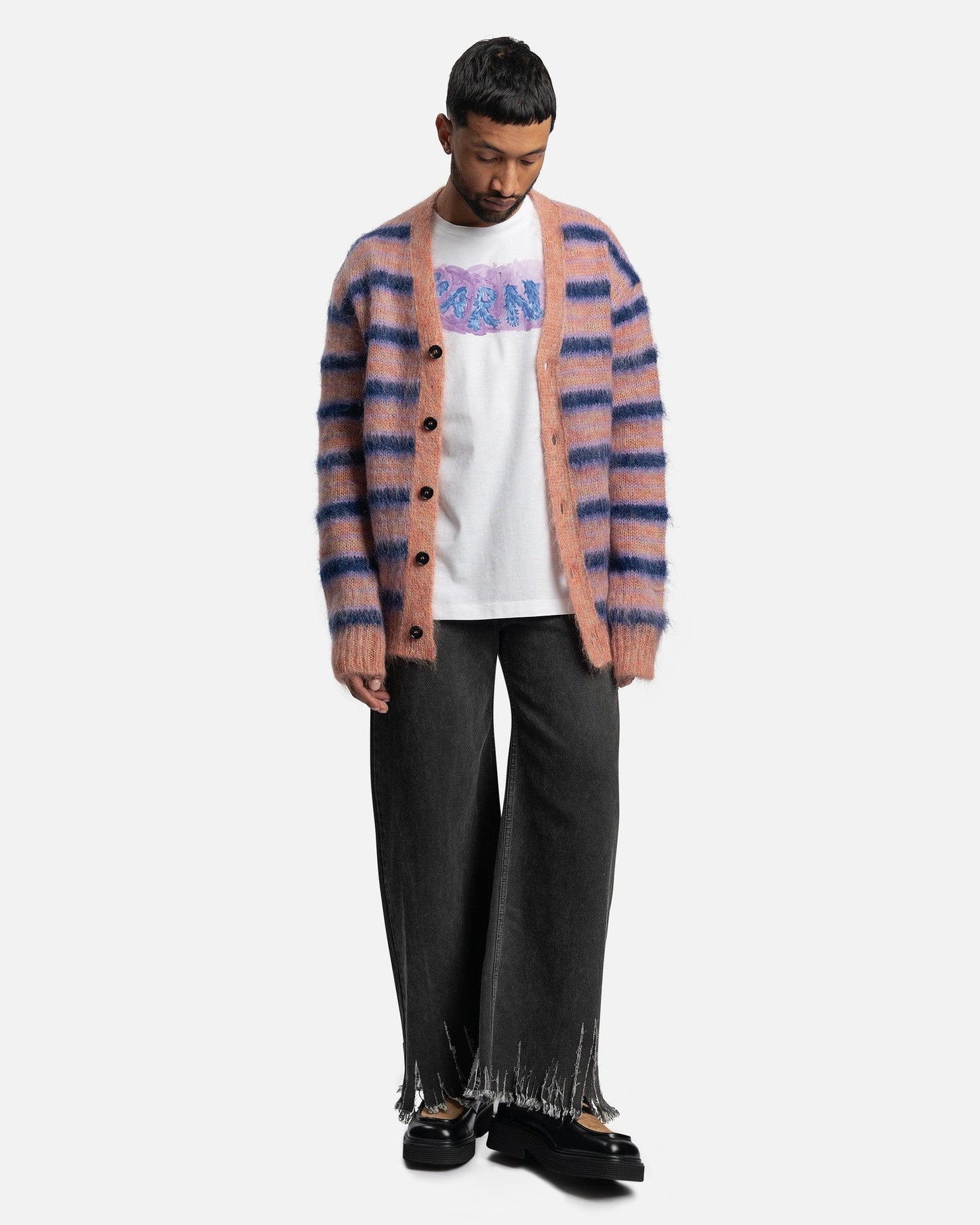 Marni Men's T-Shirts Hairy Marni Logo T-Shirt in Lily White