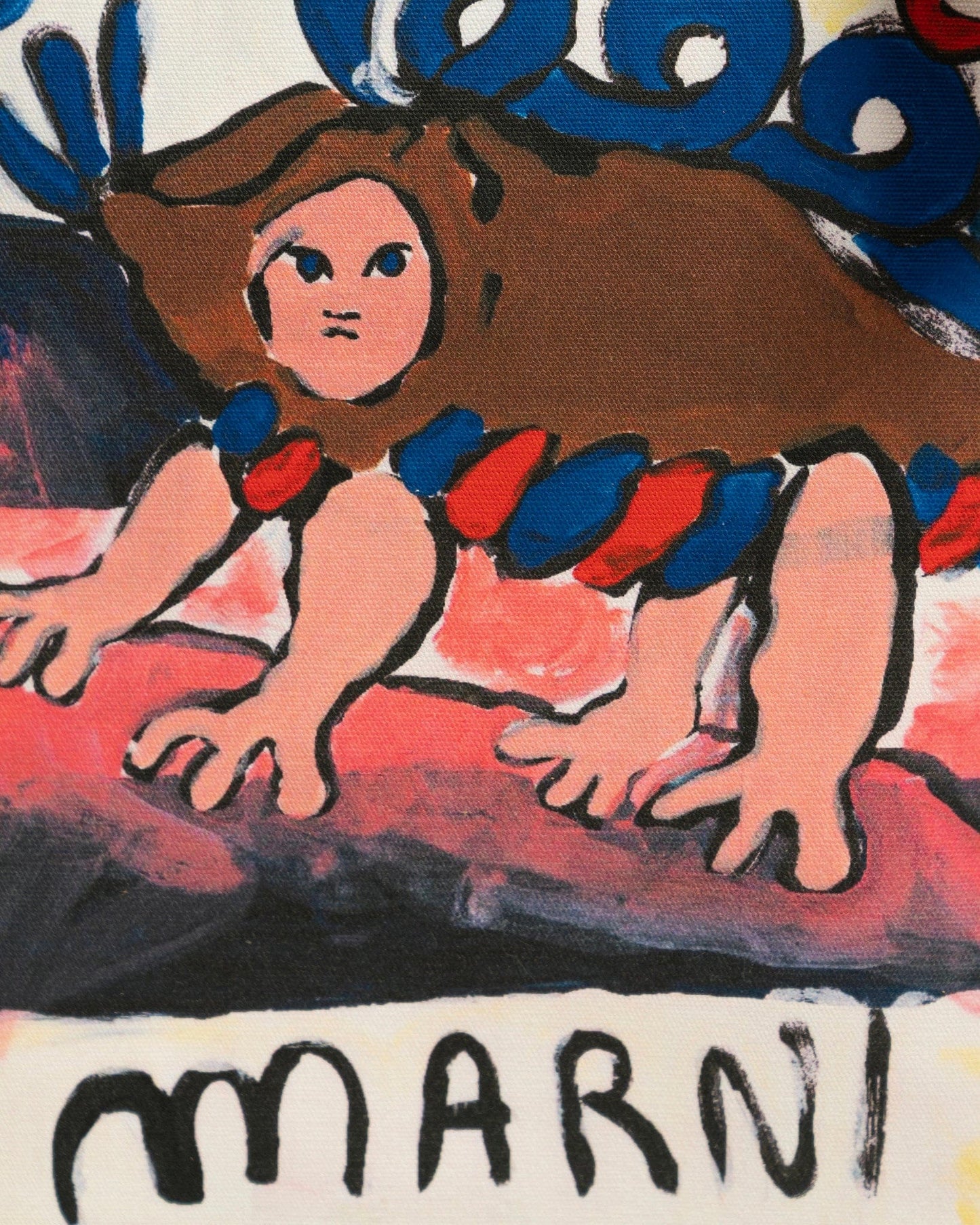 Marni Women Bags Hand Painted Graphic Tribeca Shopping Bag in Multi