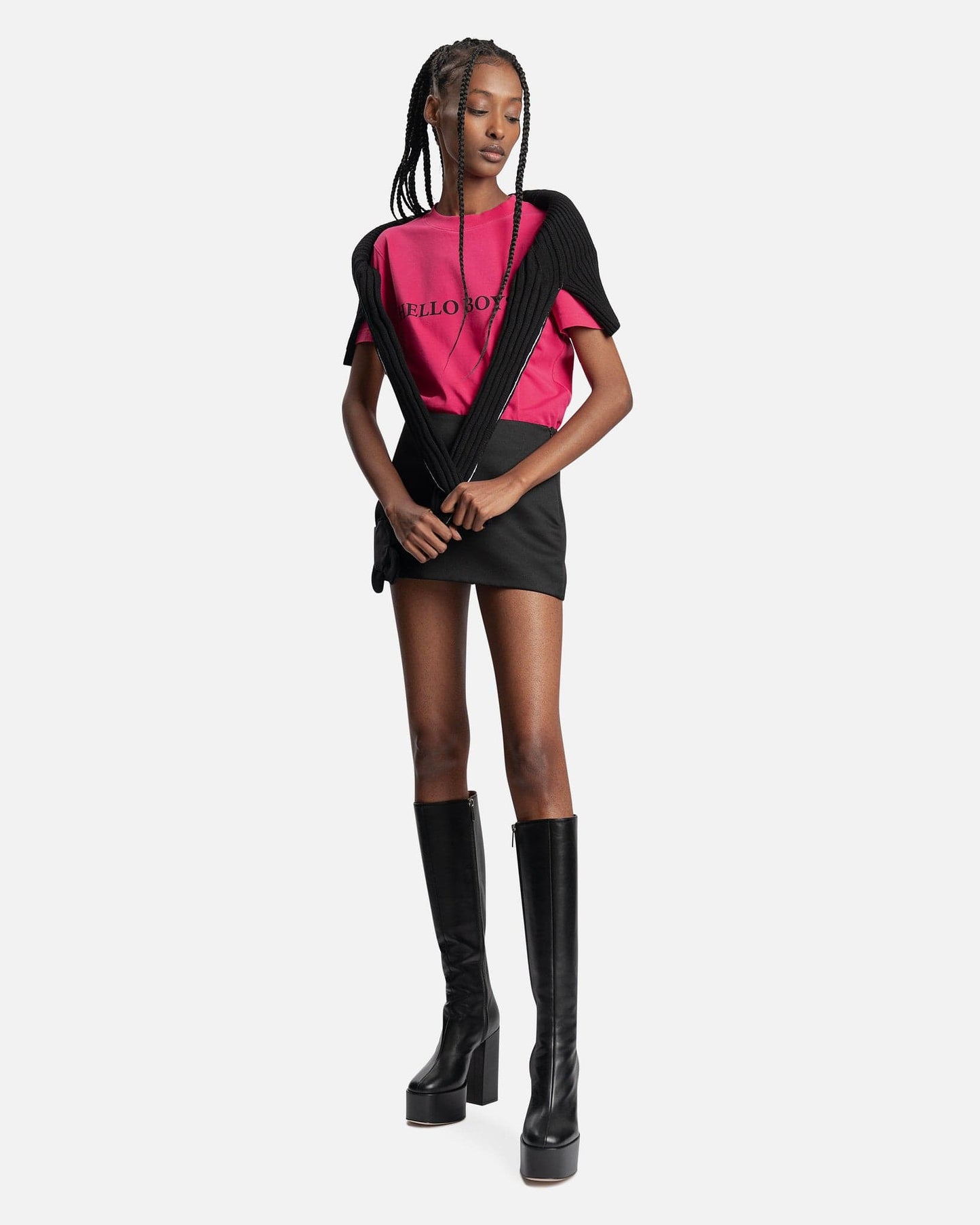 VETEMENTS Women T-Shirts Hello Boys Fitted T-Shirt in Pink