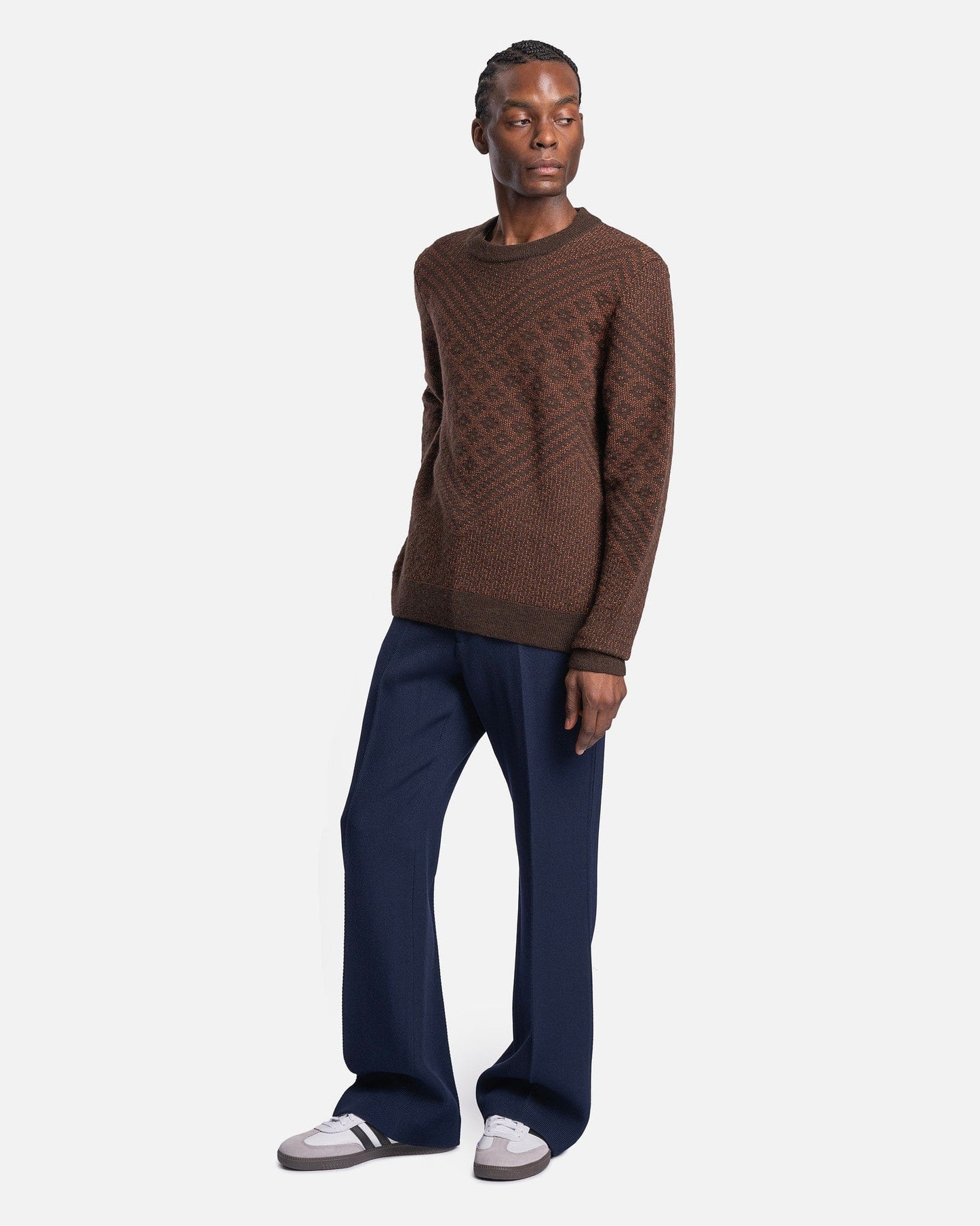 Wales Bonner Men's Sweater Henri Sweater in Brown/Orange