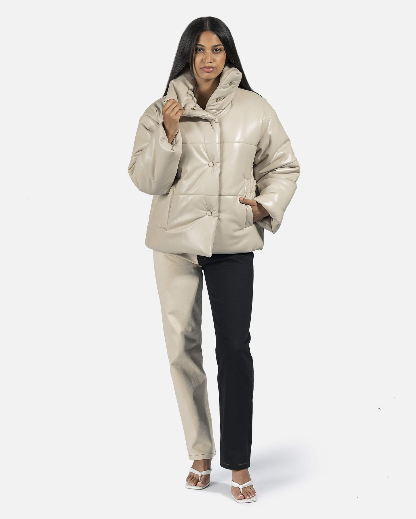 Nanushka Women Jackets Hide Vegan Leather Puffer Jacket in Cream