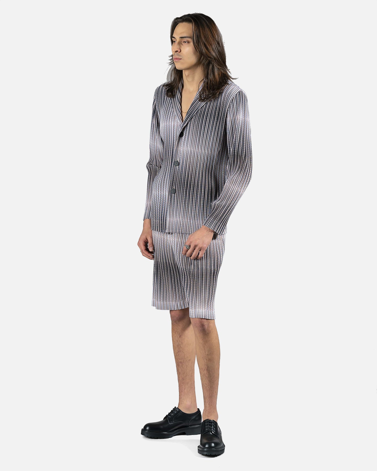 Homme Plissé Issey Miyake Men's Shorts Hologram Mesh Blazer in Ivory