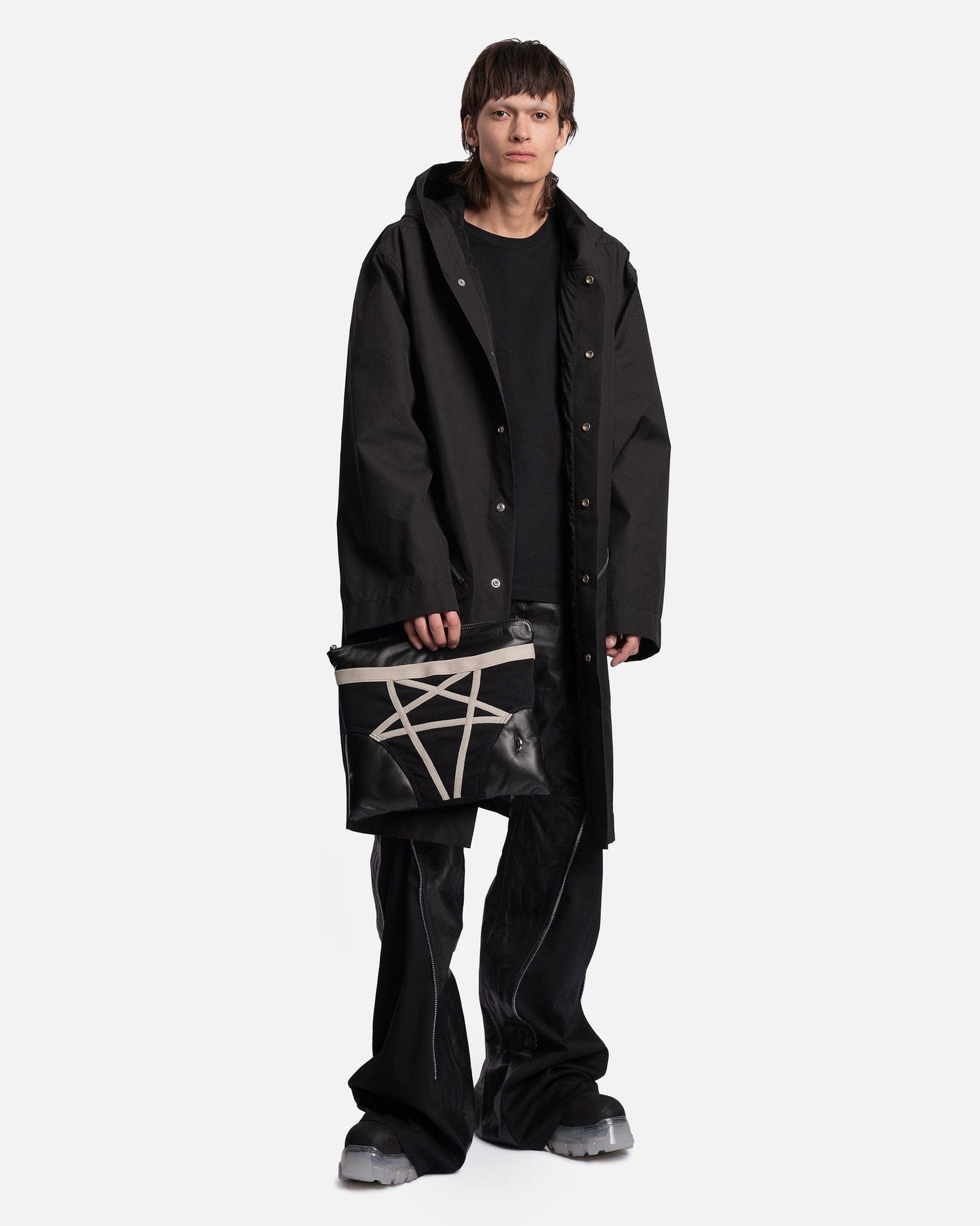 Rick Owens Men's Coat Hooded Raincoat in Black