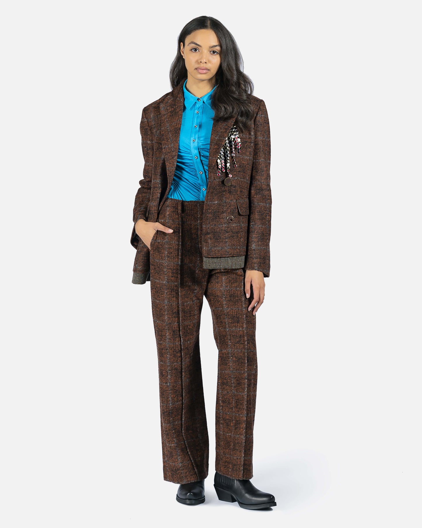 Andersson Bell Women Pants Irina Belted Trousers in Red Check