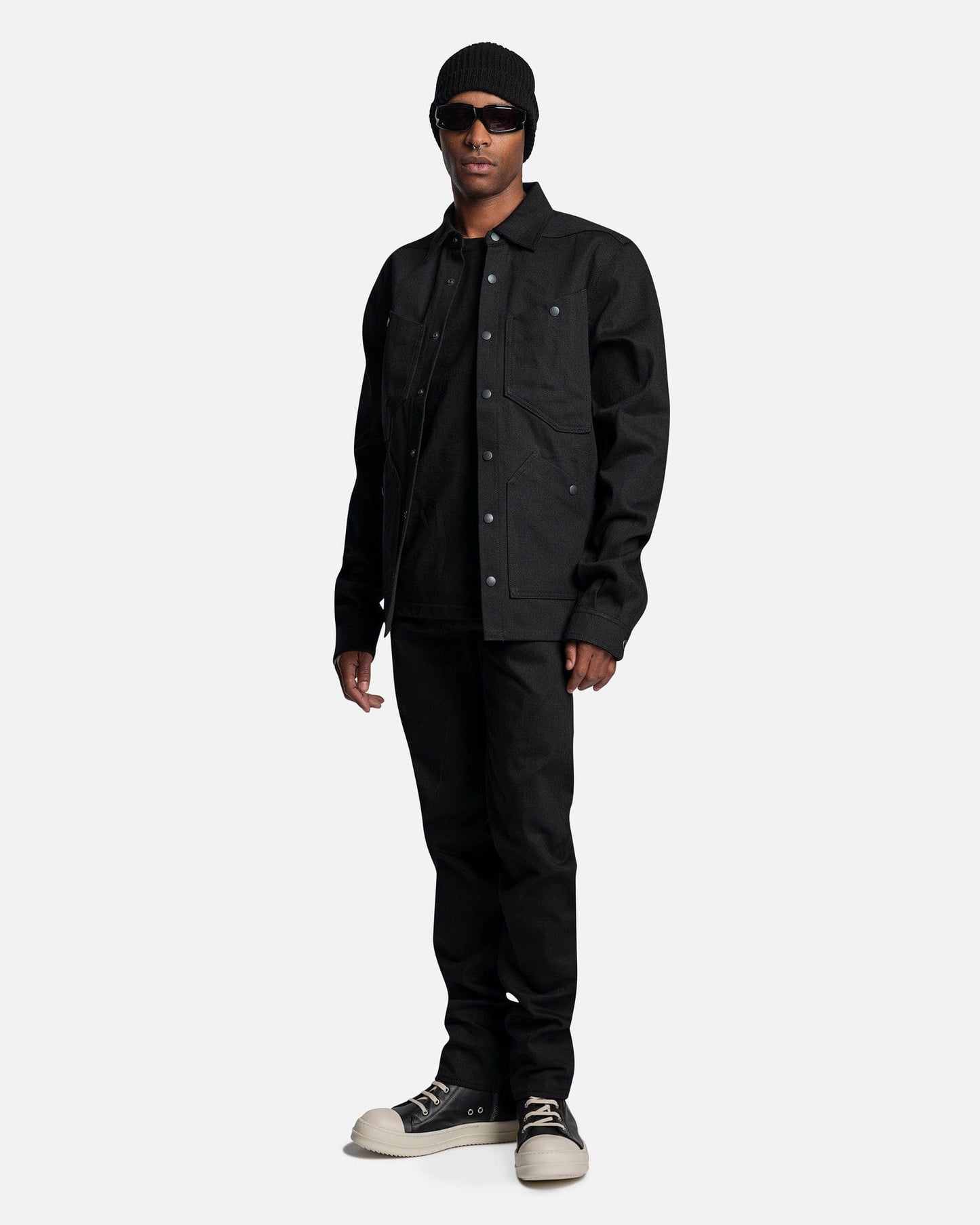 Rick Owens DRKSHDW Men's Jackets Japanese Denim Outershirt in Black