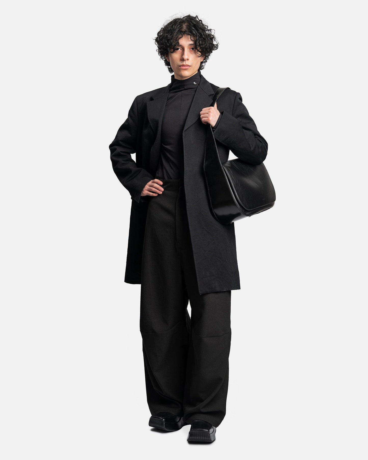 Raf Simons mens sweater Jersey Bodysuit with Turtleneck in Black