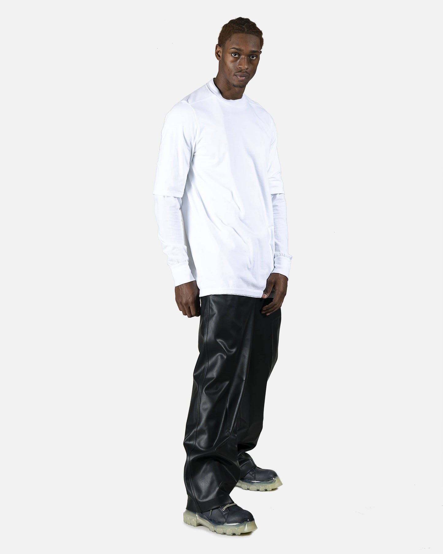 Rick Owens DRKSHDW Men's Pants Jet Vegan Leather Trousers in Black