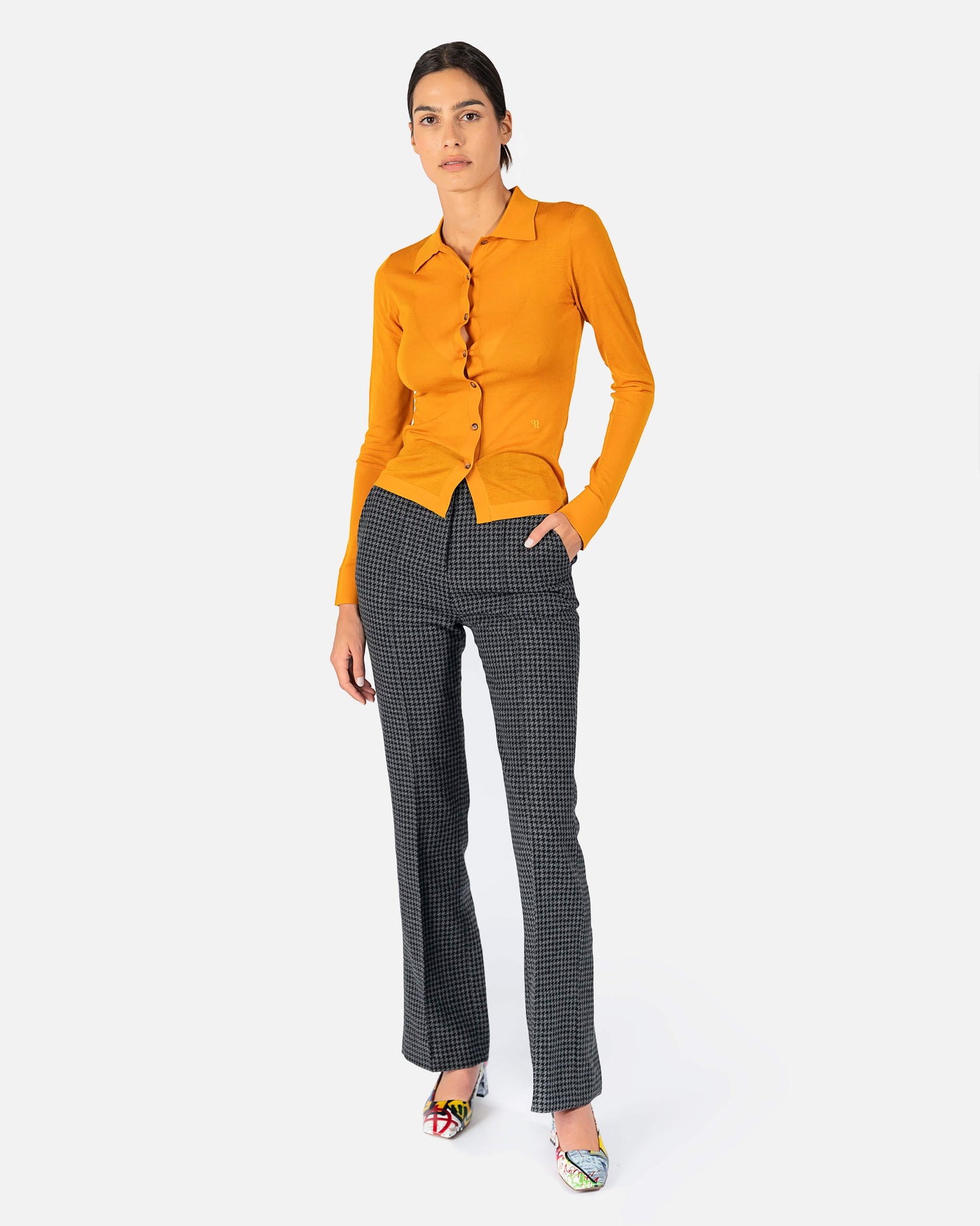 Nanushka Women Pants Juliet Wool Pants in Grey Houndstooth