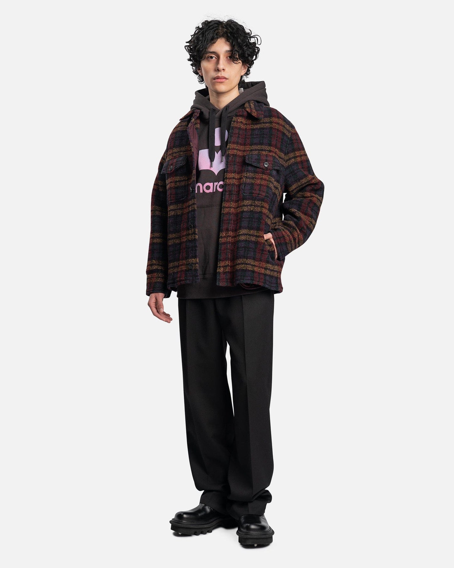 Isabel Marant Homme Men's Coat Kervont Coat in Multicolor Black