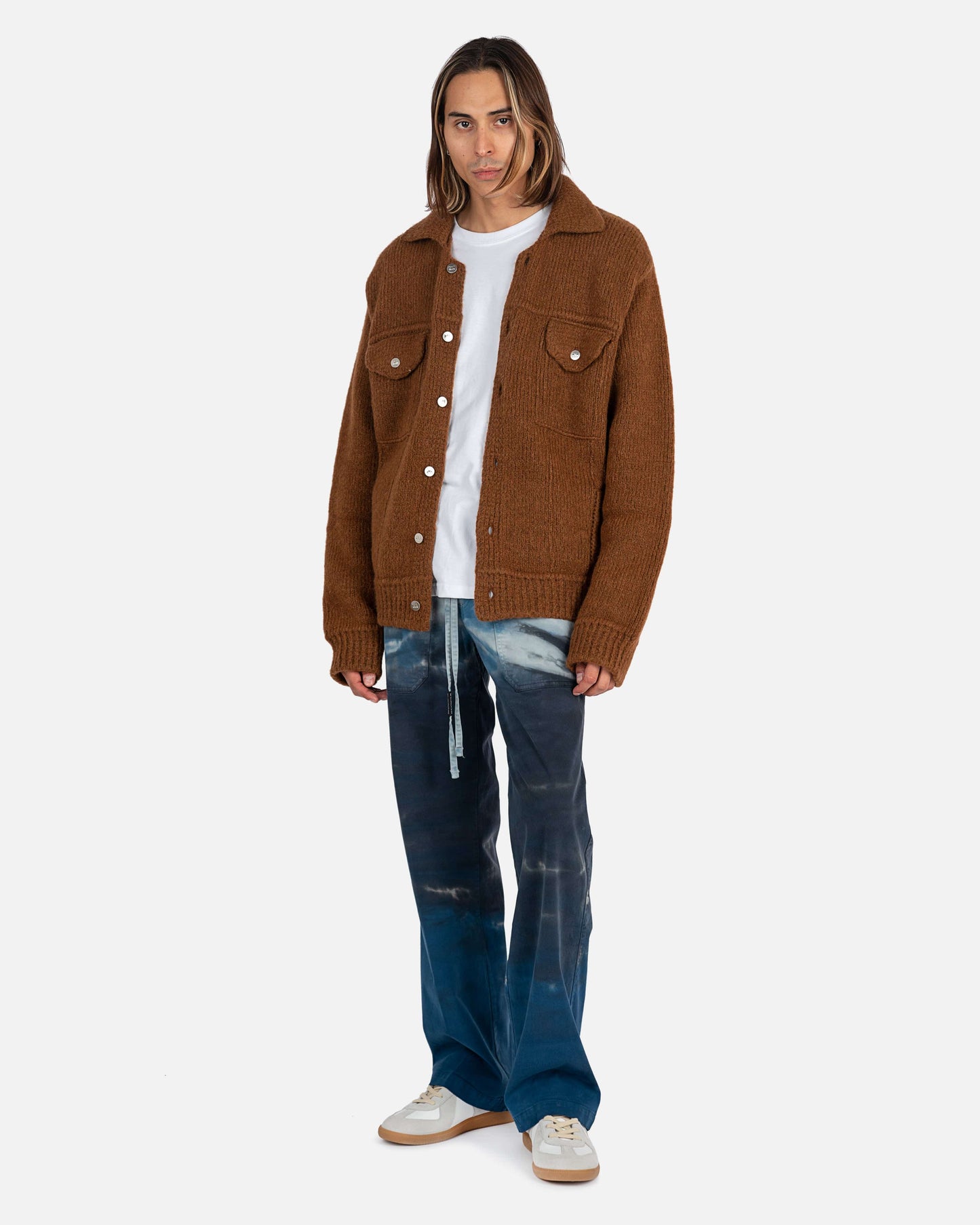 Nahmias Men's Jackets Knit Trucker Jacket in Brown