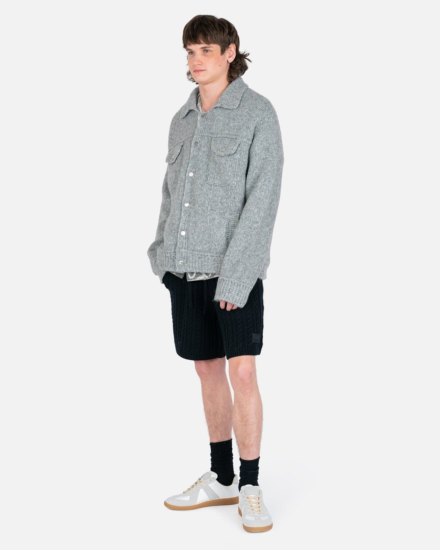 Nahmias Men's Jackets Knit Trucker Jacket in Grey