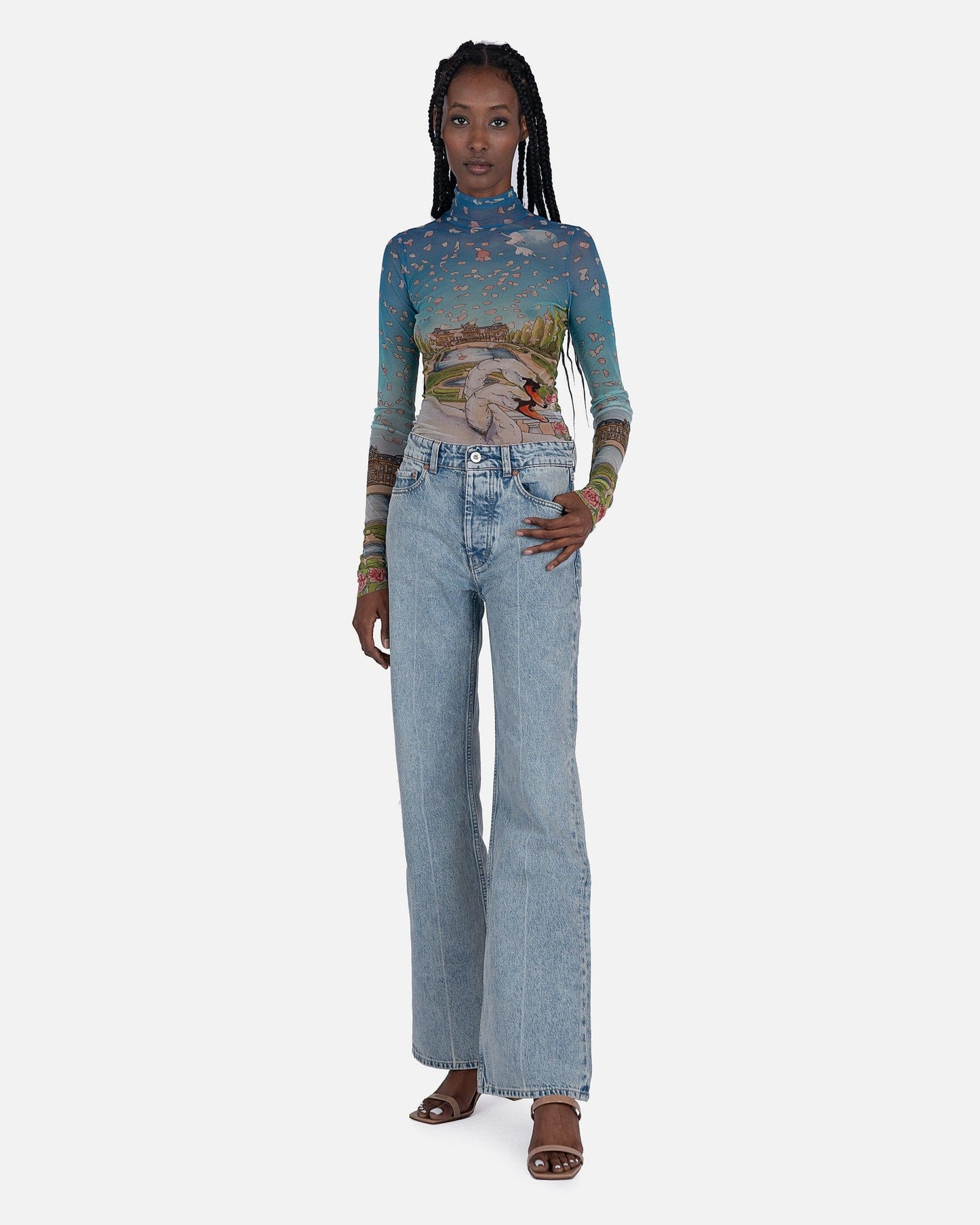 Casablanca Women Tops L'Amour En Fleur Mesh Top in Multi