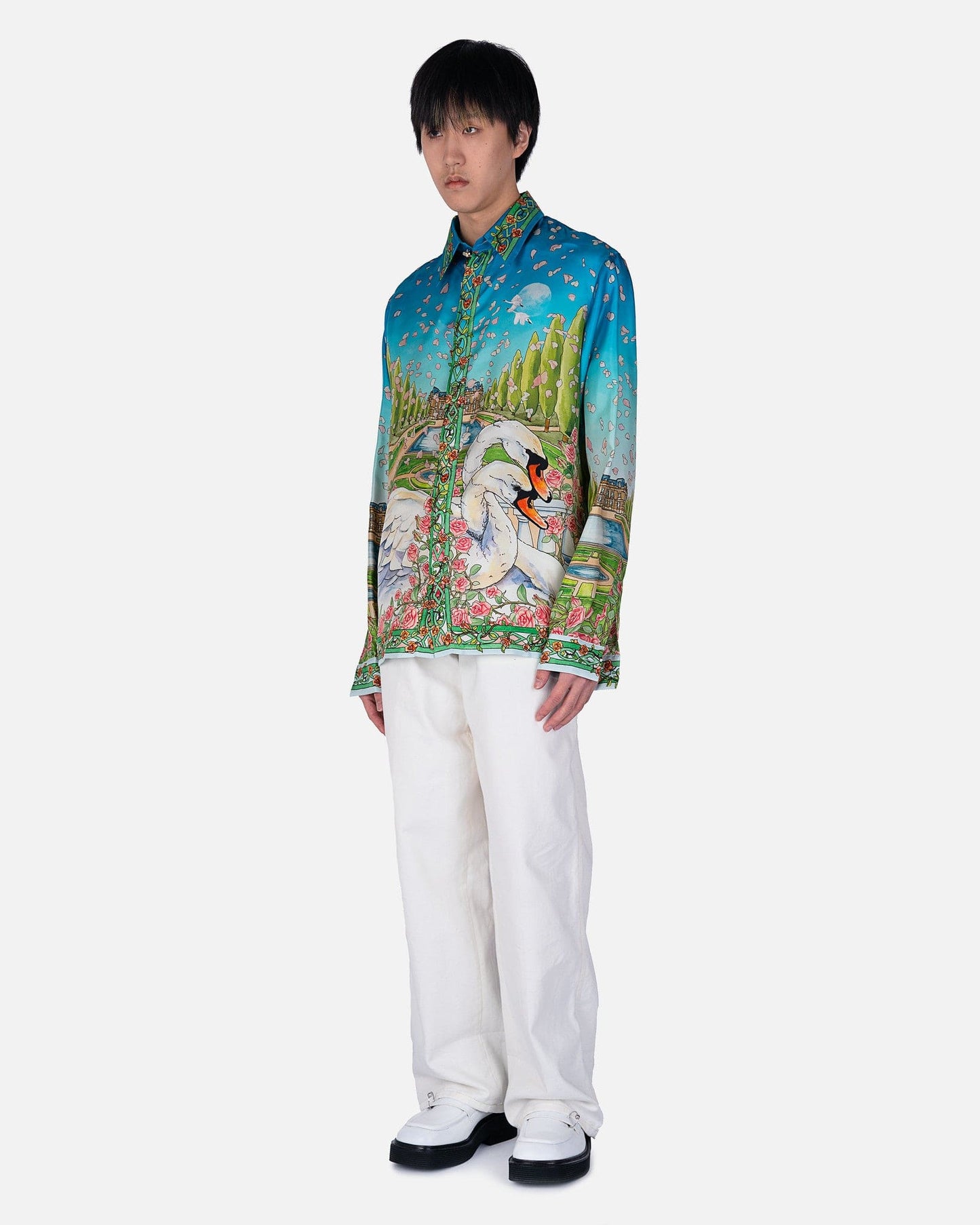 Casablanca Men's Shirt L'amour En Fleur Silk Twill Shirt in Multi