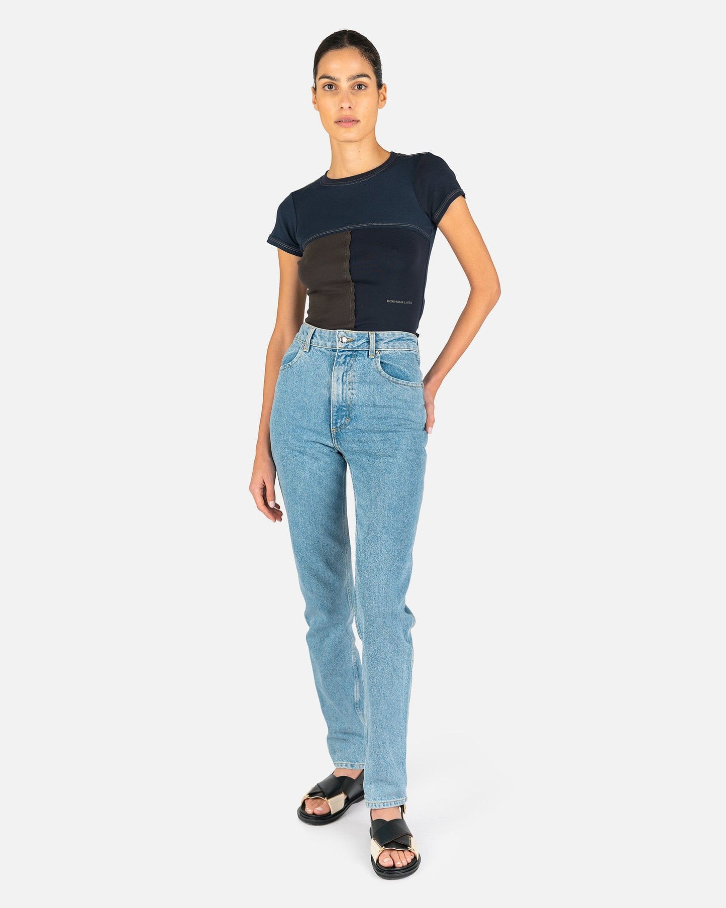 Eckhaus Latta Women Tops Lapped Baby Tee in Shadows